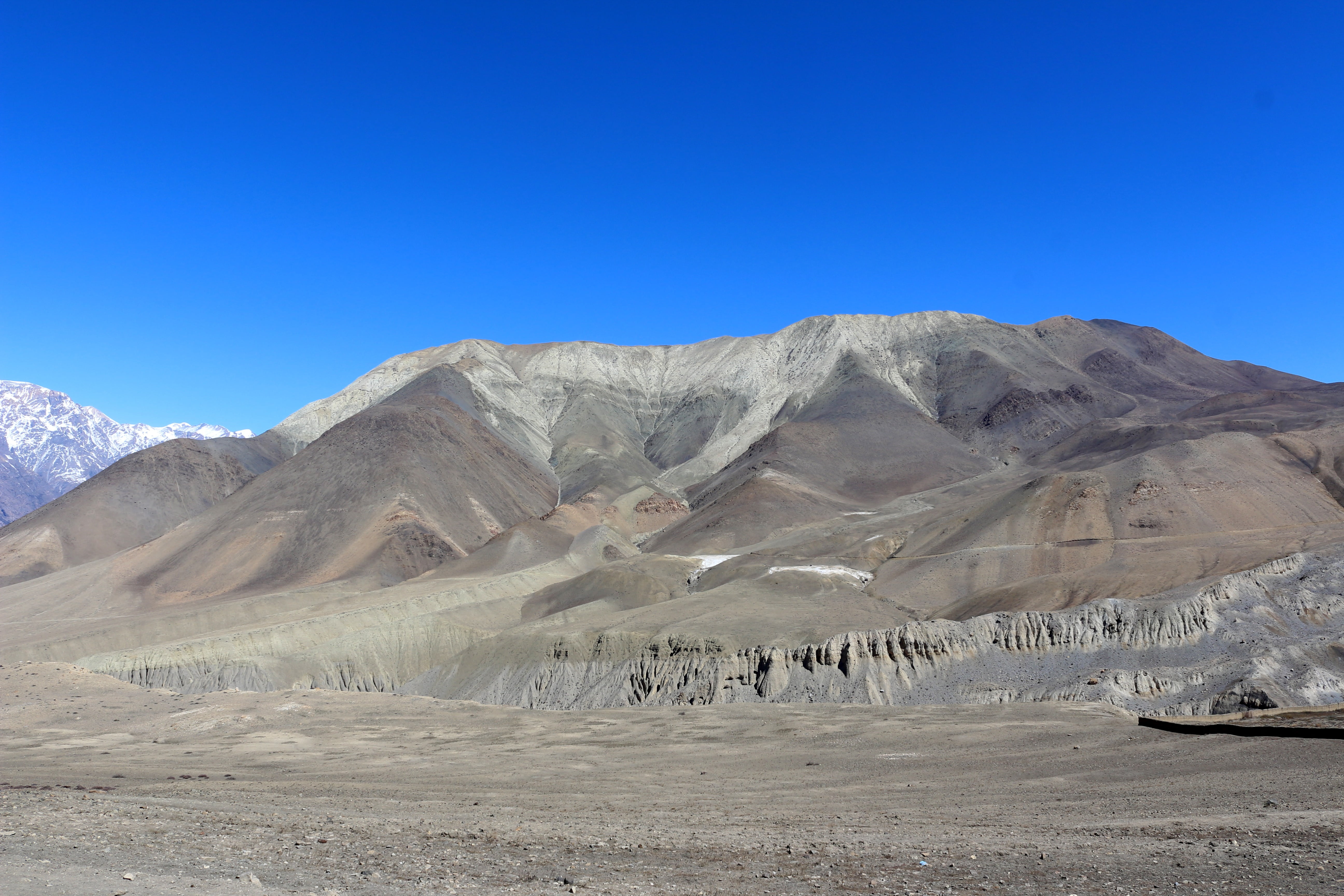 land, eroded, lifeless, blue, 5K, sky, gray, mountain, no people, tranquility, nature, brown, travel destinations, environment, hills, formation, arid climate, HD Wallpaper