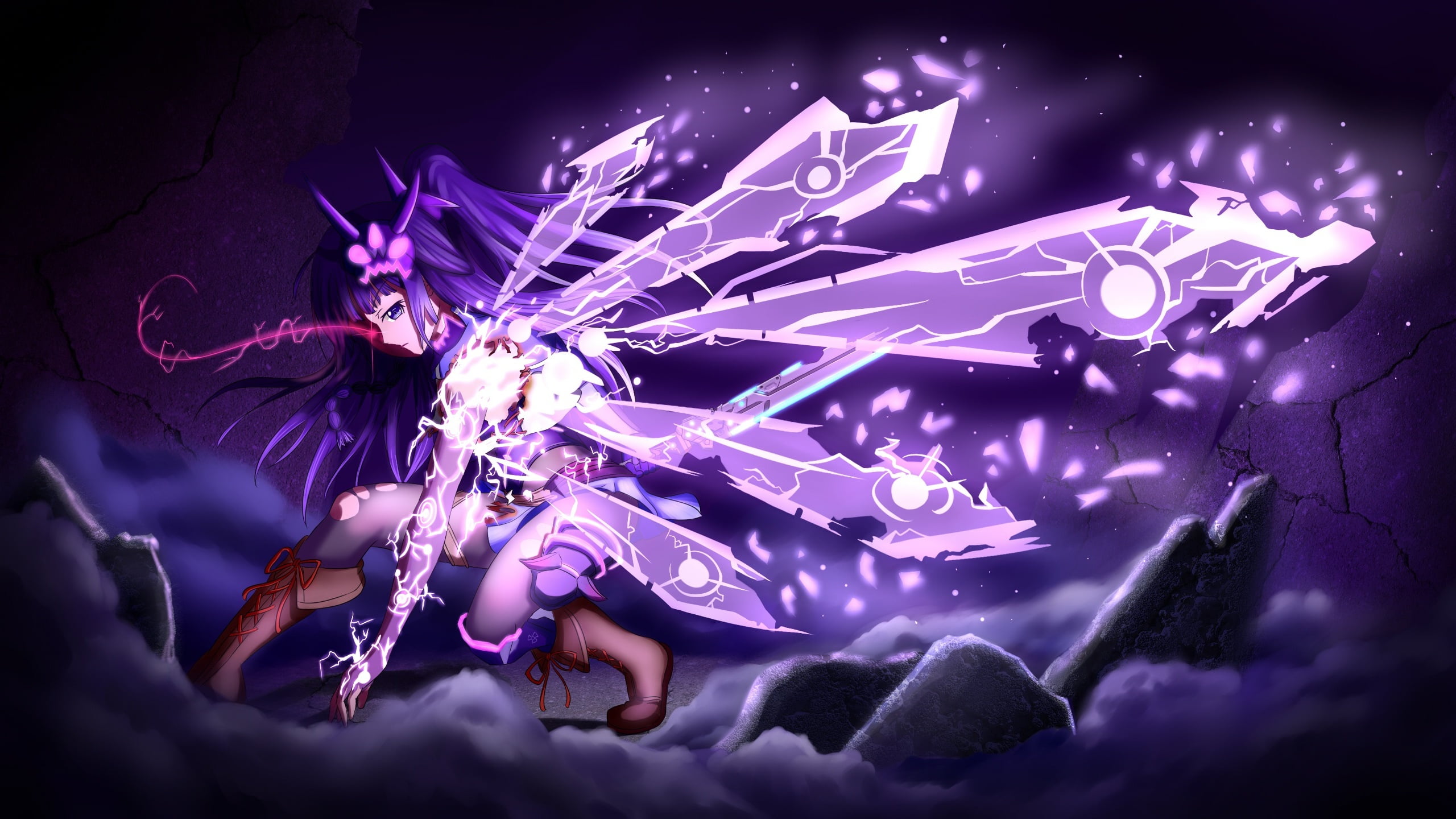 magic, Raiden Mei, Honkai Impact, 3rd, 2K, clouds, lightning, anime art, zipper, HD Wallpaper
