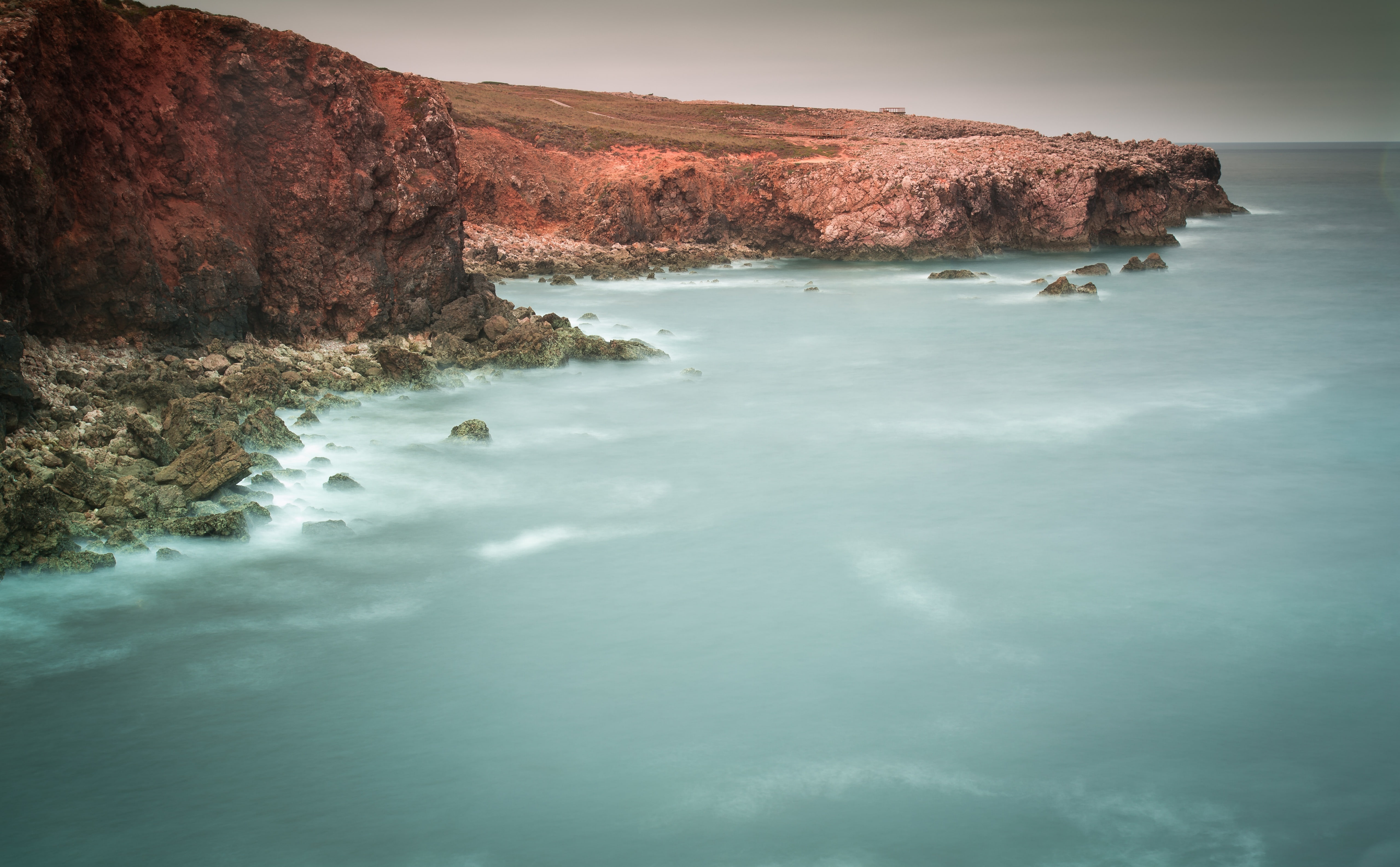 rock formation, tranquility, Mark, density, 5K, Coast, Scene, Portugal, Scenery, Ocean, non-urban scene, Aljezur, water, outdoors, tranquil scene, Atlantic, HD Wallpaper