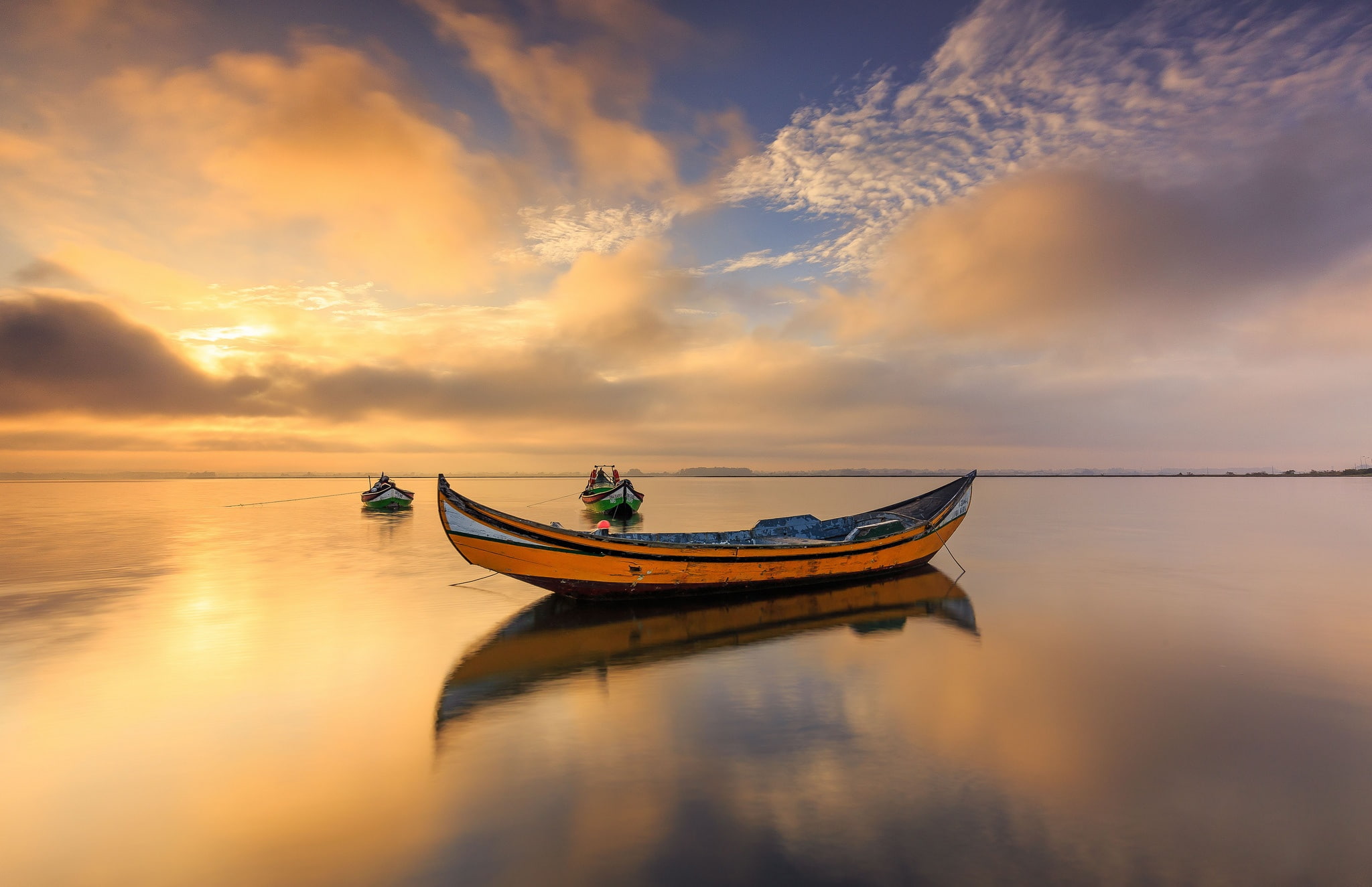 The Ria de Aveiro, Portugal, 1080P, boats, HD Wallpaper