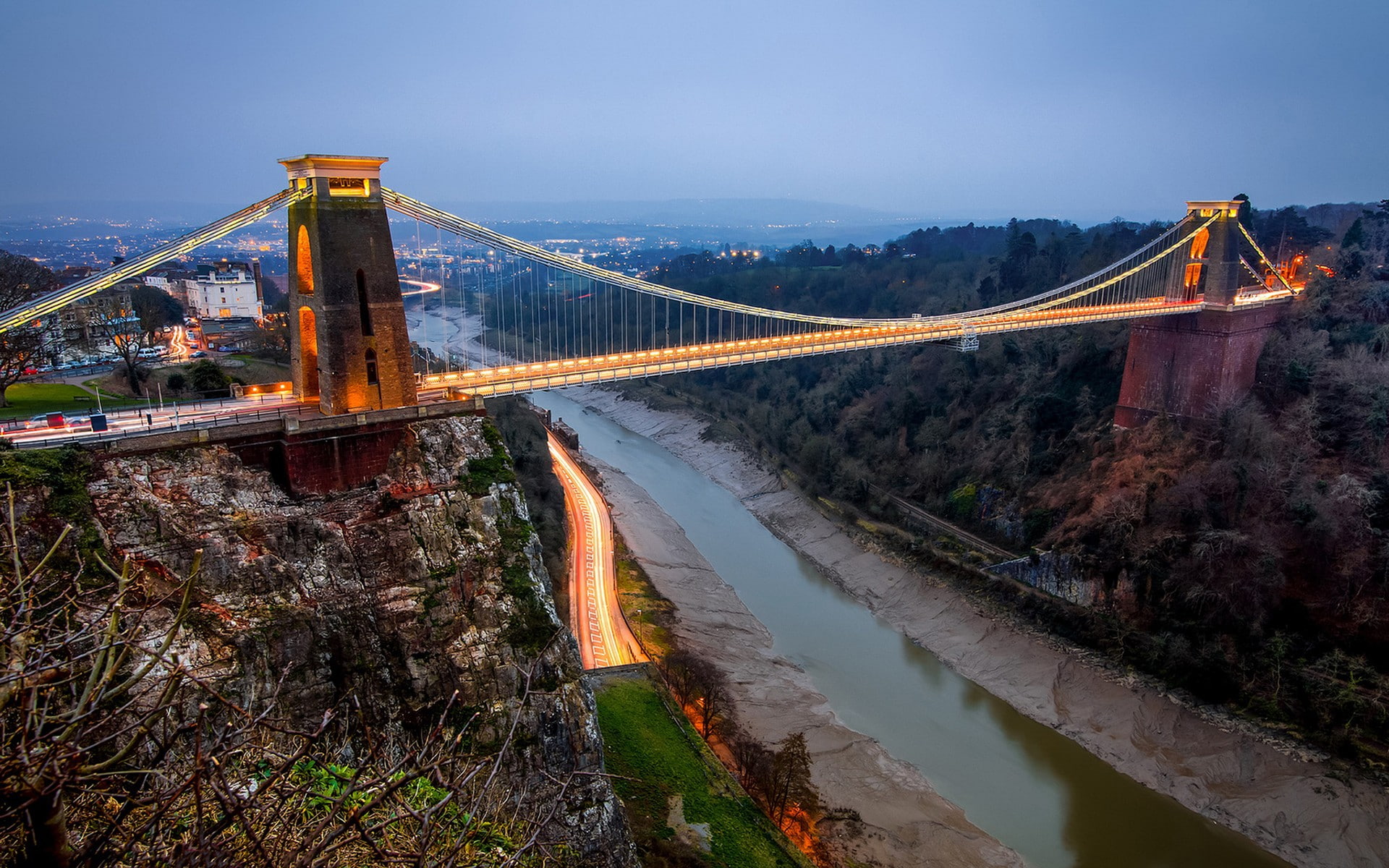 river, Clifton Suspension Bridge, 1080P, bridge, river avon, England, HD Wallpaper