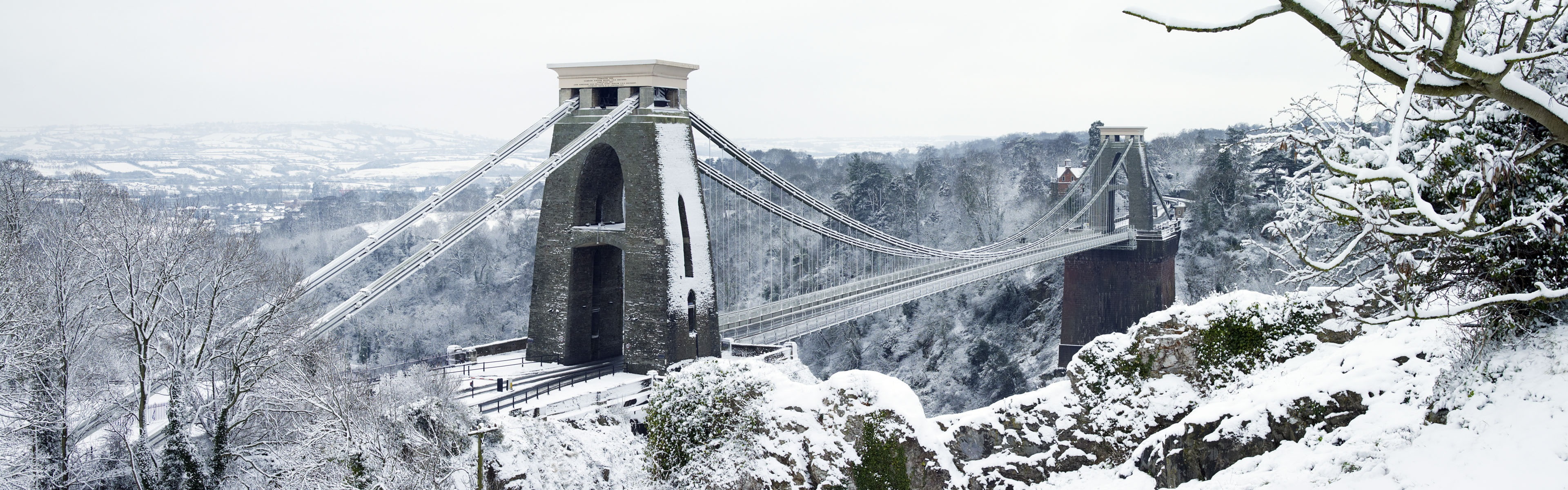 Bristol, Clifton, 4K, England, Winter, Suspension, Snow, Bridge, HD Wallpaper