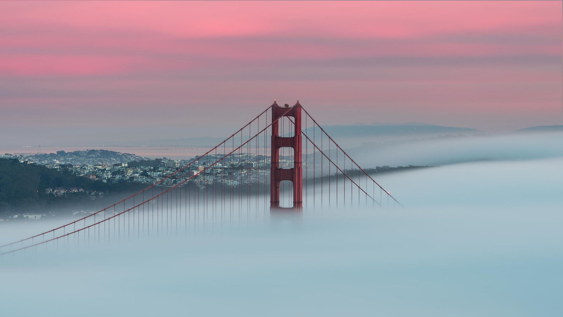 mist, bay, outdoors, no people, San Francisco, bridge - man made structure, Golden Gate Bridge, tranquil scene, scenics - nature, cloud - sky, sky, transportation, HD Wallpaper