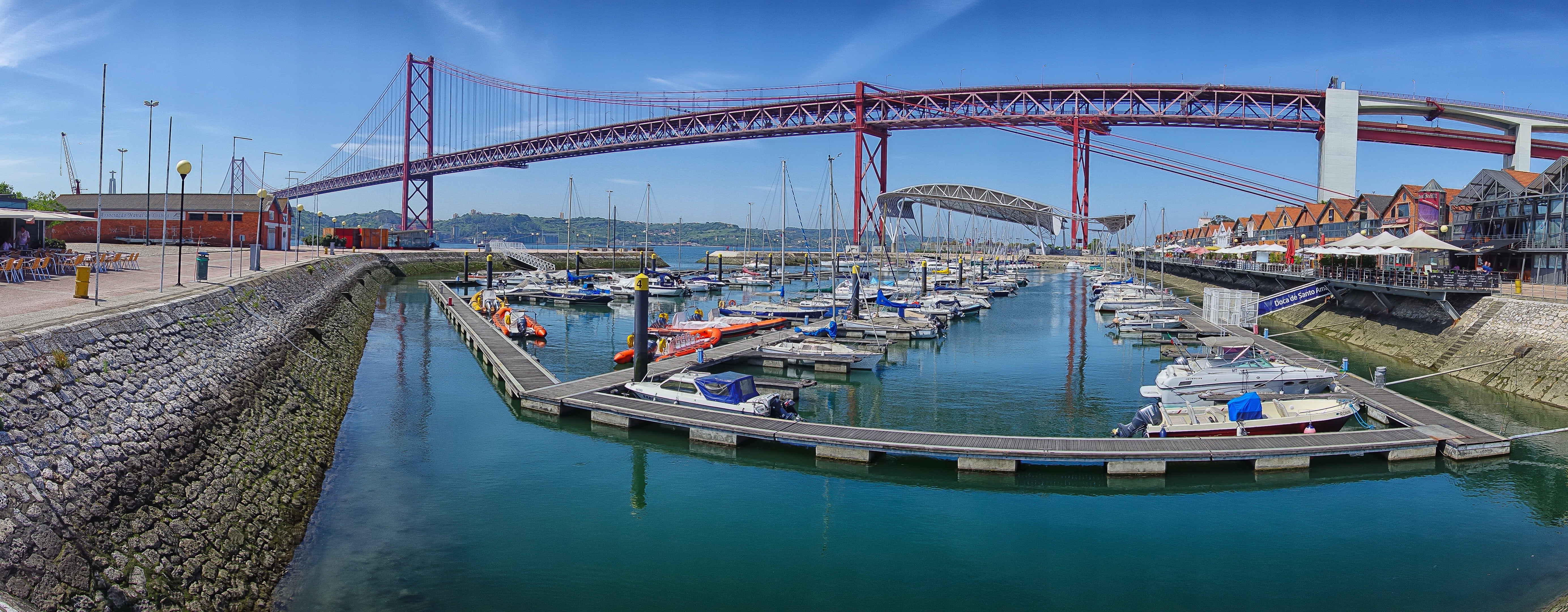 bridge, nautical vessel, lisbon, cityscape, outdoors, 5K, built structure, nature, harbor, arts culture and entertainment, travel, tejo, port, body, bridge of 25 april, HD Wallpaper