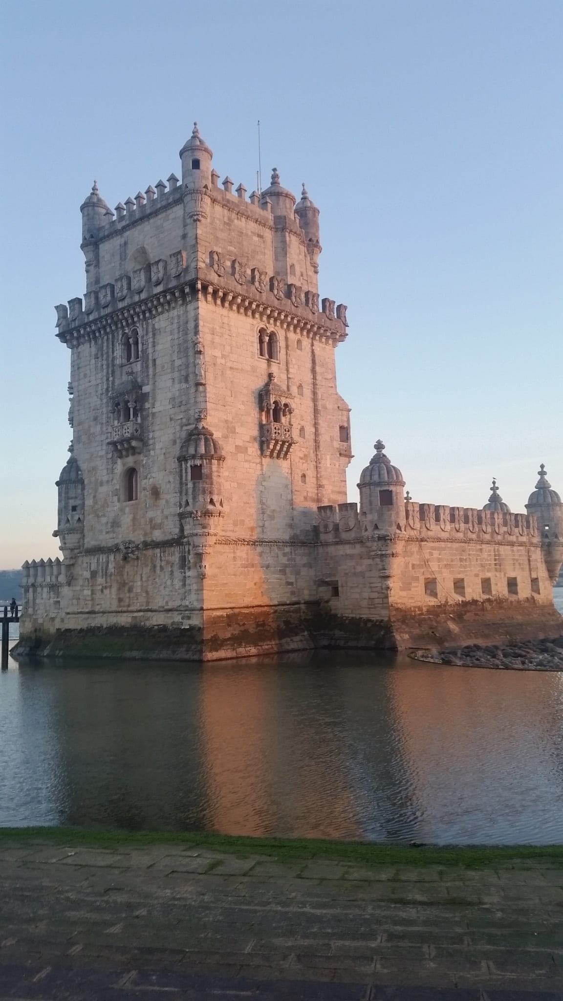 sky, travel, castle, 1080P, architecture, no people, waterfront, river, building exterior, tourism, water, lisbon, the tower of belem, built structure, Phone HD Wallpaper
