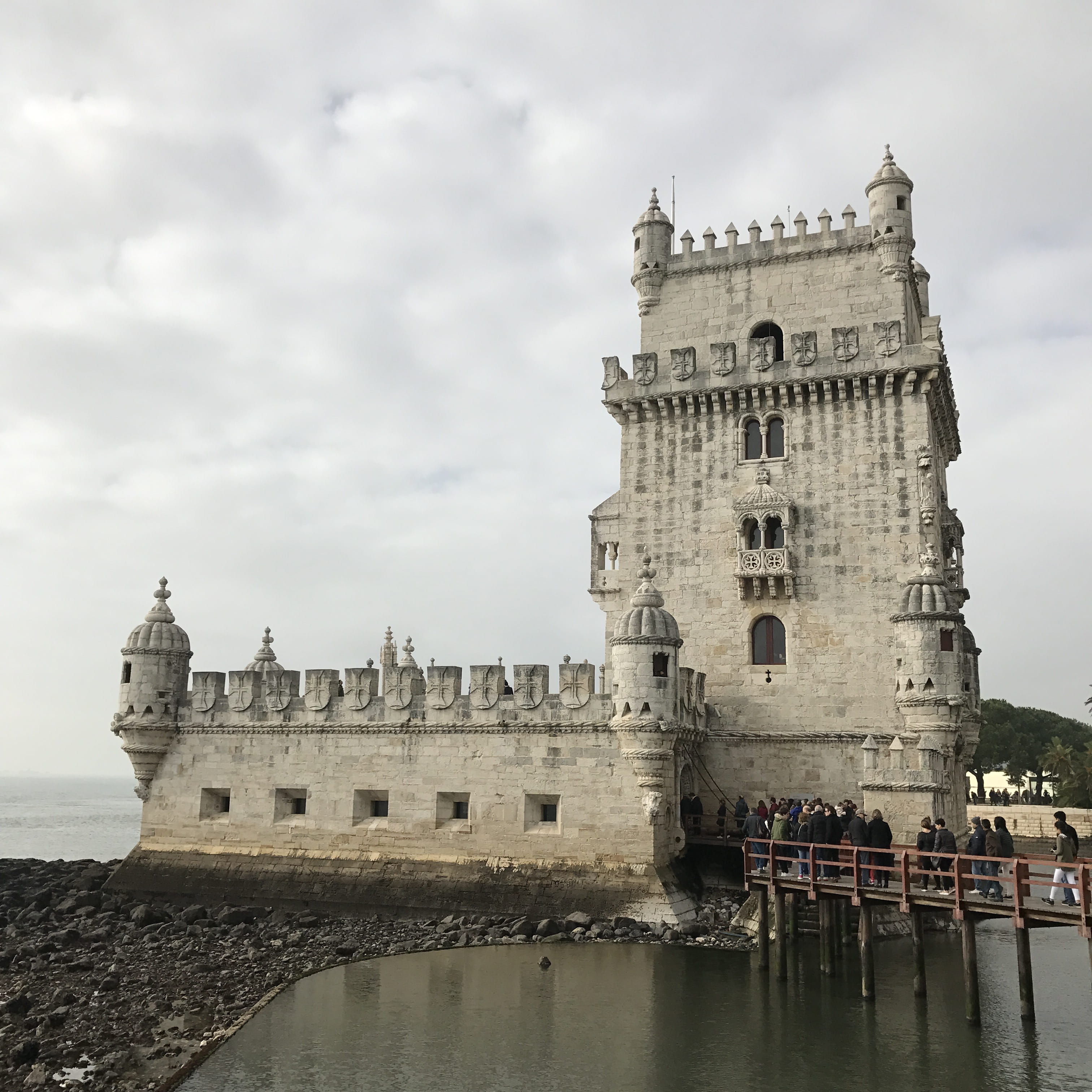 city, outdoors, incidental people, built structure, portugal, tower, travel, sky, 2K, architecture, river, belém tower, lisbon, cloud - sky, day, water, Phone HD Wallpaper