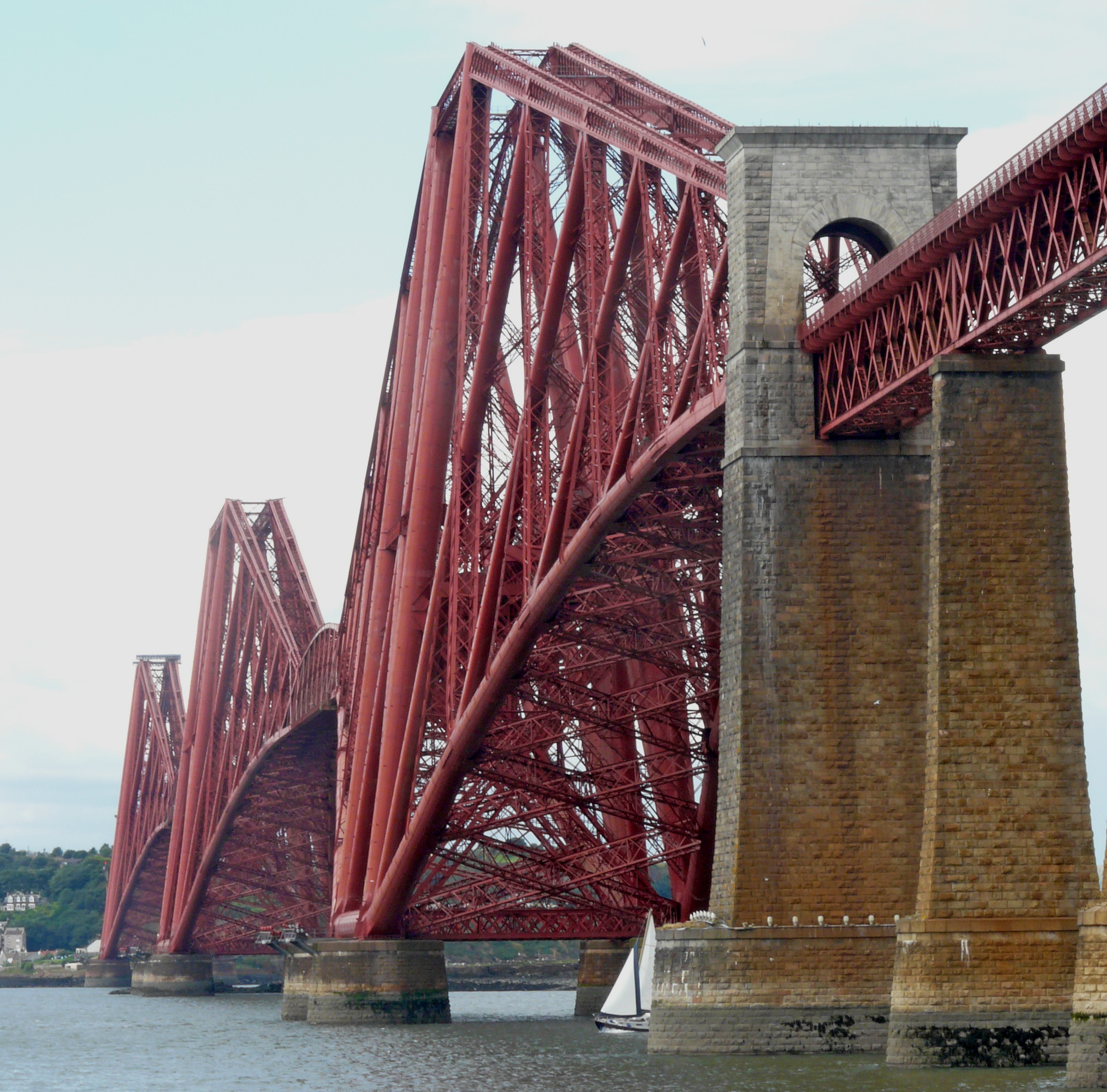 sky, day, forth, red, building exterior, edinburgh, outdoors, architecture, river, nature, no people, girder, rail, clear sky, transportation, bridge - man made structure, HD Wallpaper