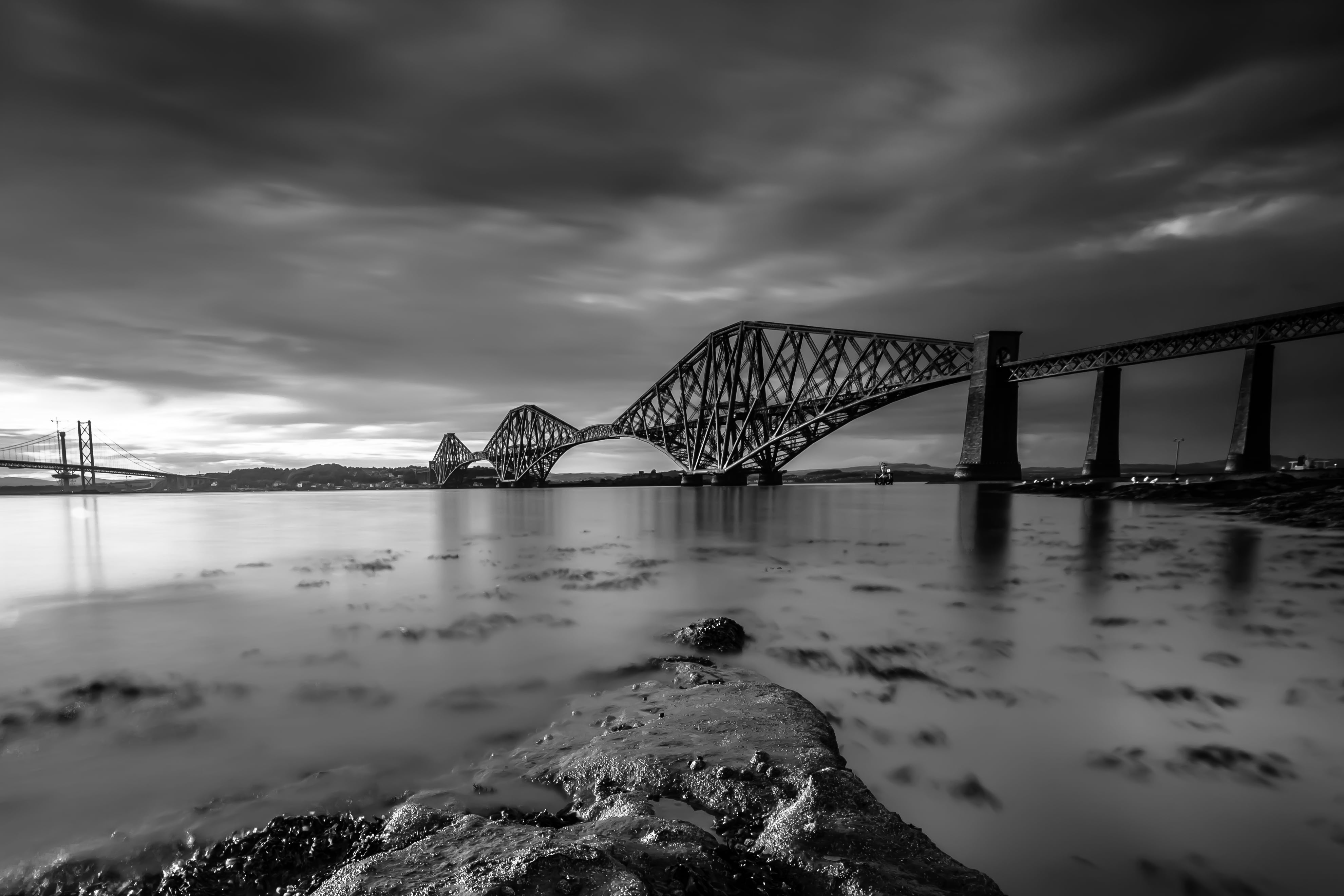 Scotland, Unesco World Heritage site, gray, scale, water, photo, brooklyn, edinburgh, famous Place, canon, river, fife, Brooklyn Bridge, architecture, world  heritage  railway, HD Wallpaper