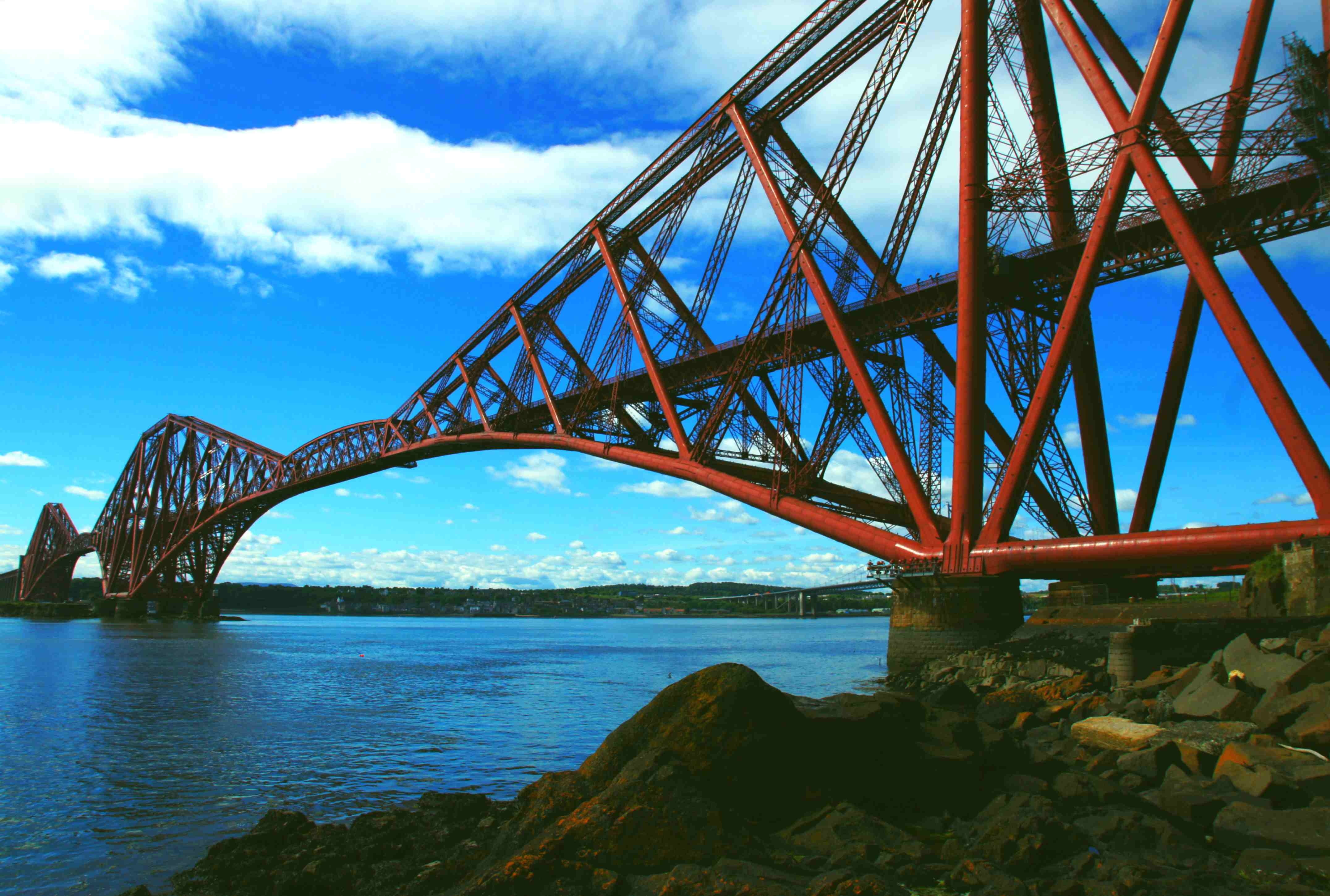 famous, architecture, victorian, cloud - sky, travel, red, outdoors, crossing, landmark, river, structure, engineering, 4K, metal, rail, nature, water, HD Wallpaper