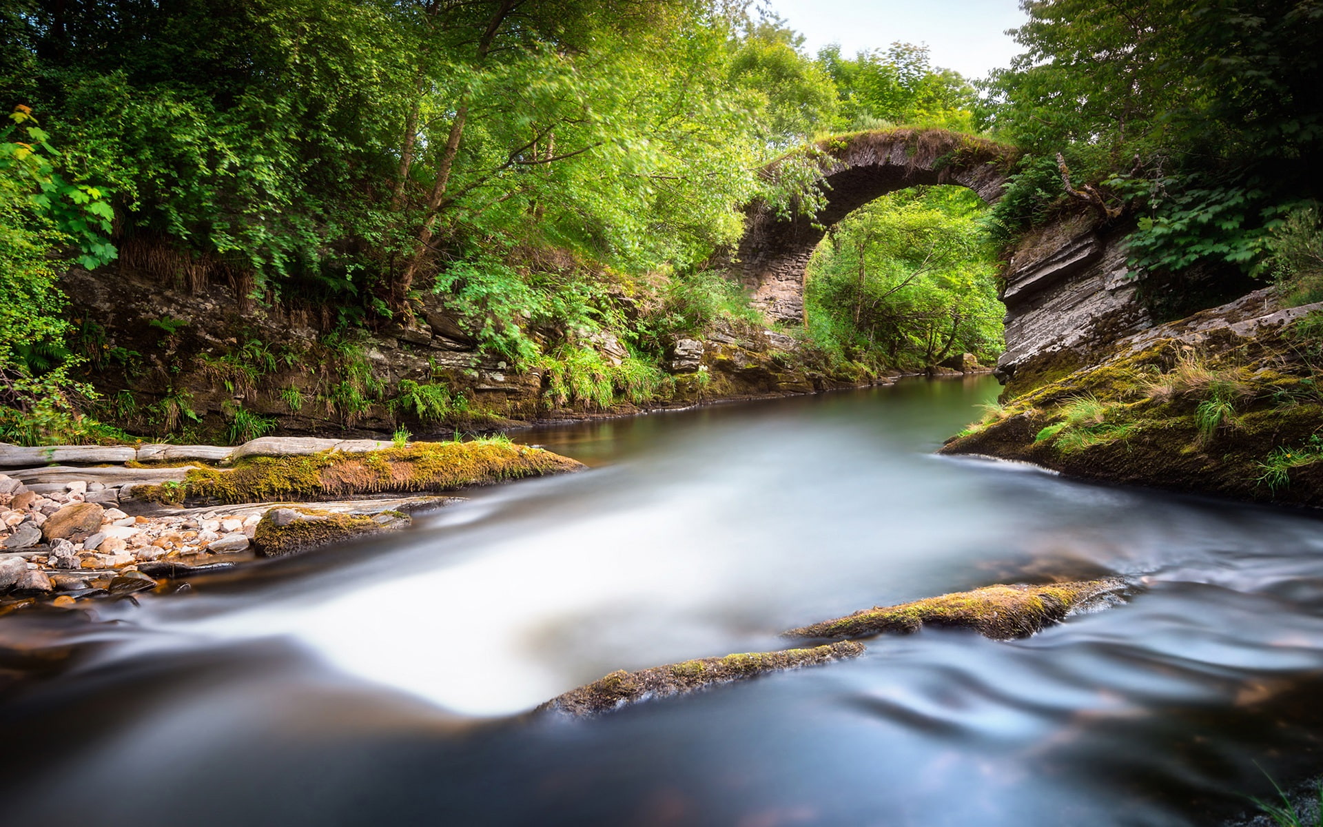 Great, Scotland, 1080P, Rocks, Britain, Green, River, Alba, Park, Valley, Bridge, HD Wallpaper