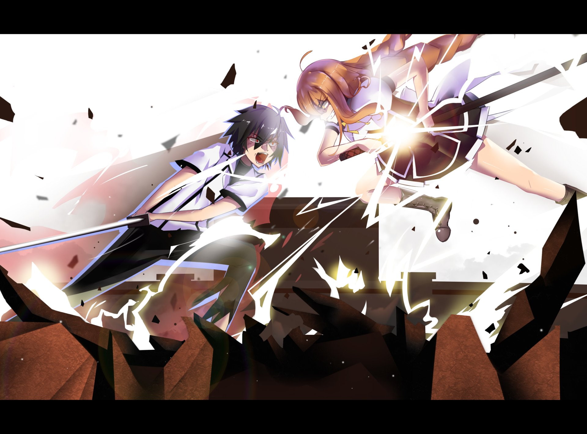 1080P, Anime, Chivalry of a Failed Knight, Tohka Todo, Ikki Kurogane, HD Wallpaper