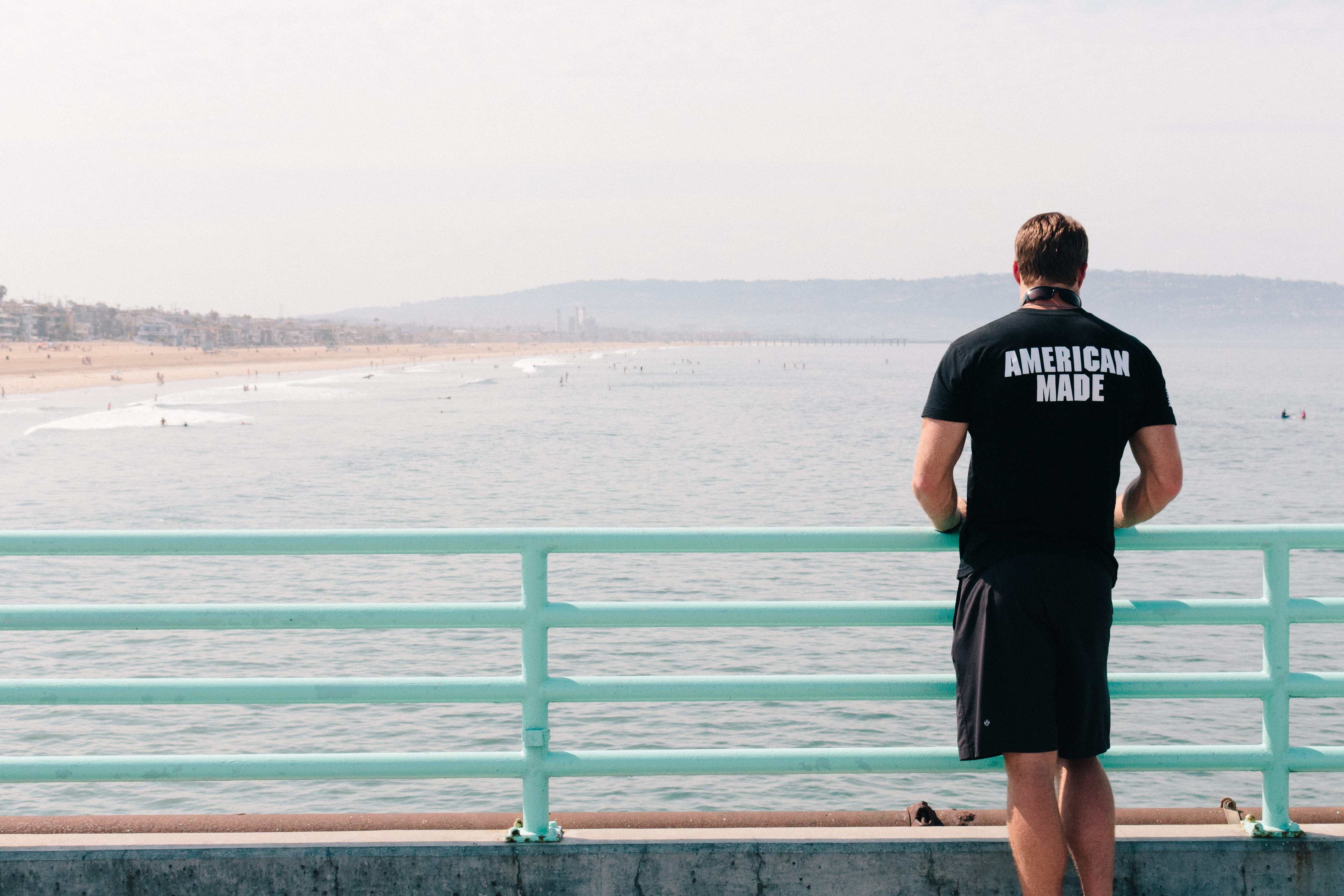 railing, beach, sea, person, outdoors, outdoor, standing, day, lifestyles, united states, casual clothing, nature, leisure activity, morning, sky, ocean, HD Wallpaper