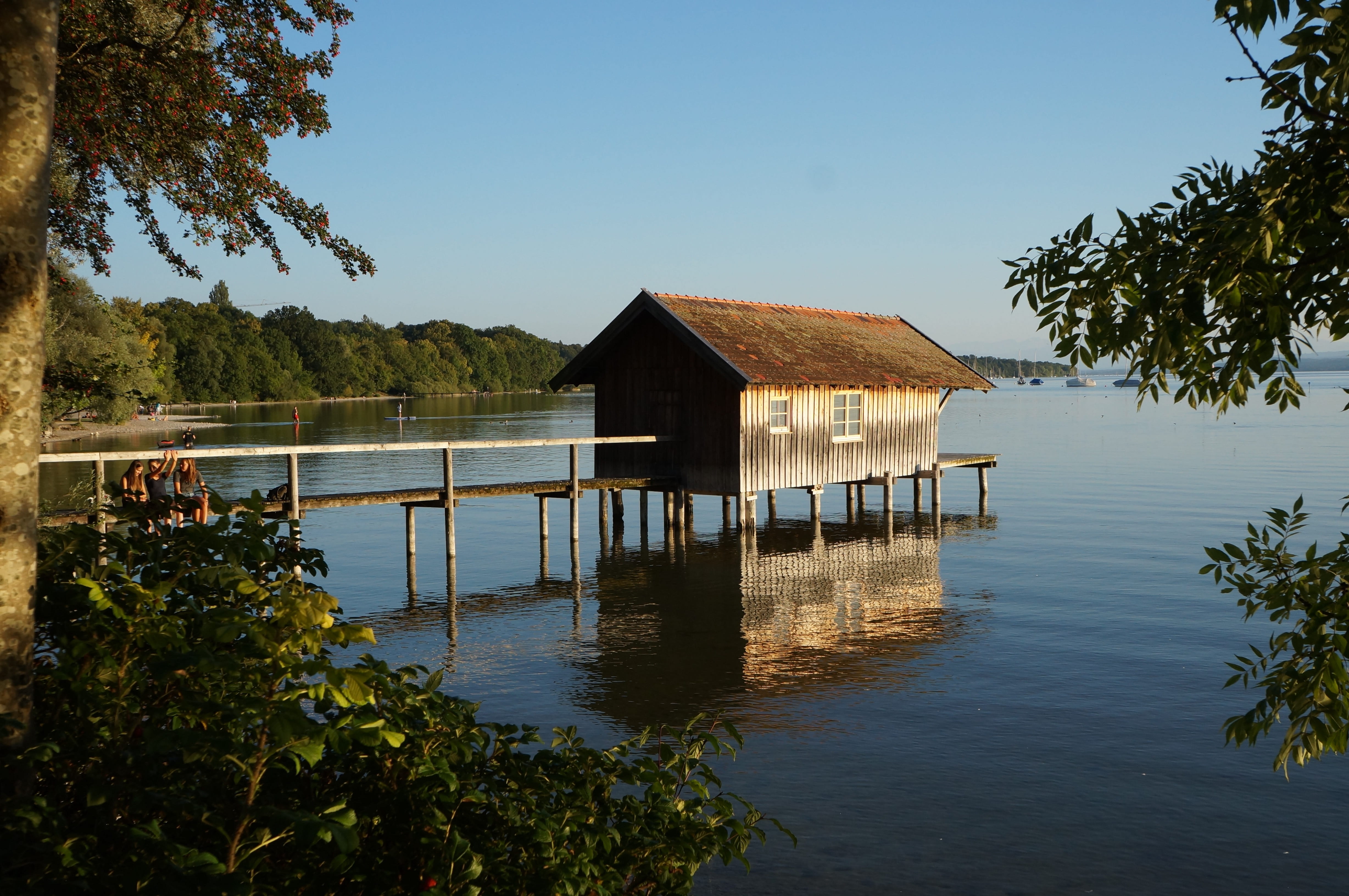 architecture, sky, tree, bavaria, beauty in nature, house, day, boat house, building exterior, plant, nature, 4K, vacation, water, tranquil scene, lake, HD Wallpaper