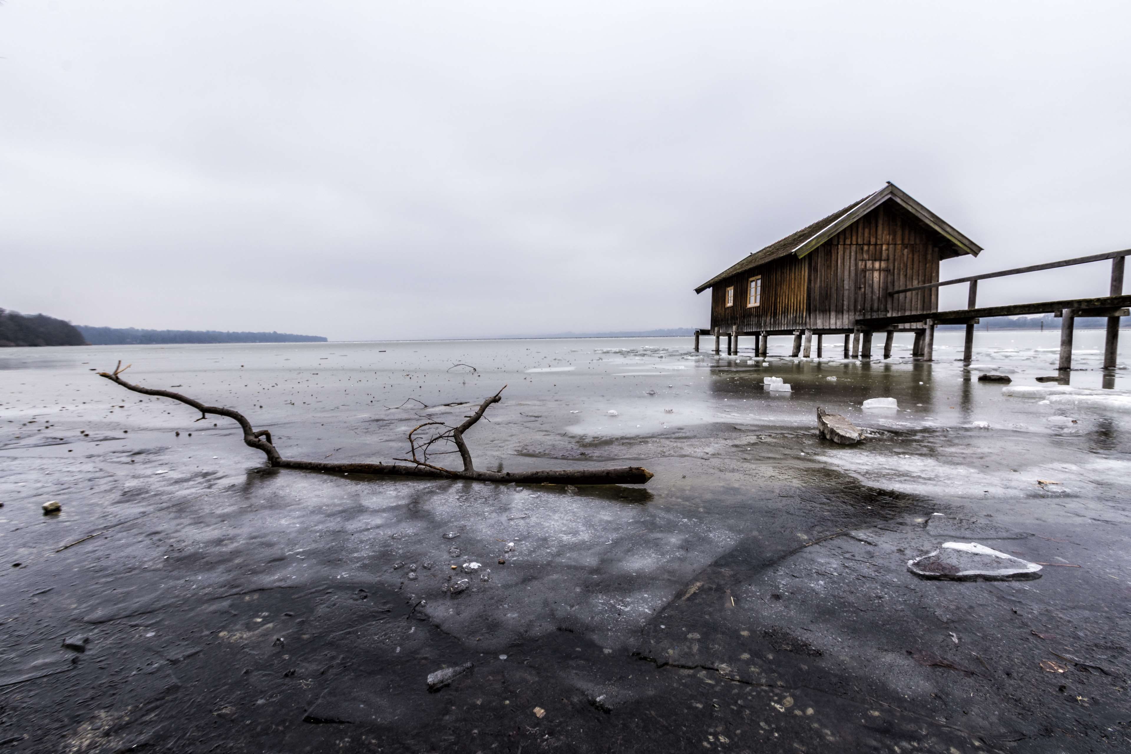 stilt houses, romantic, built structure, home, winter, wood - material, 4K, stalk, germany, hut, lake, building, away, snow, holiday, building exterior, HD Wallpaper