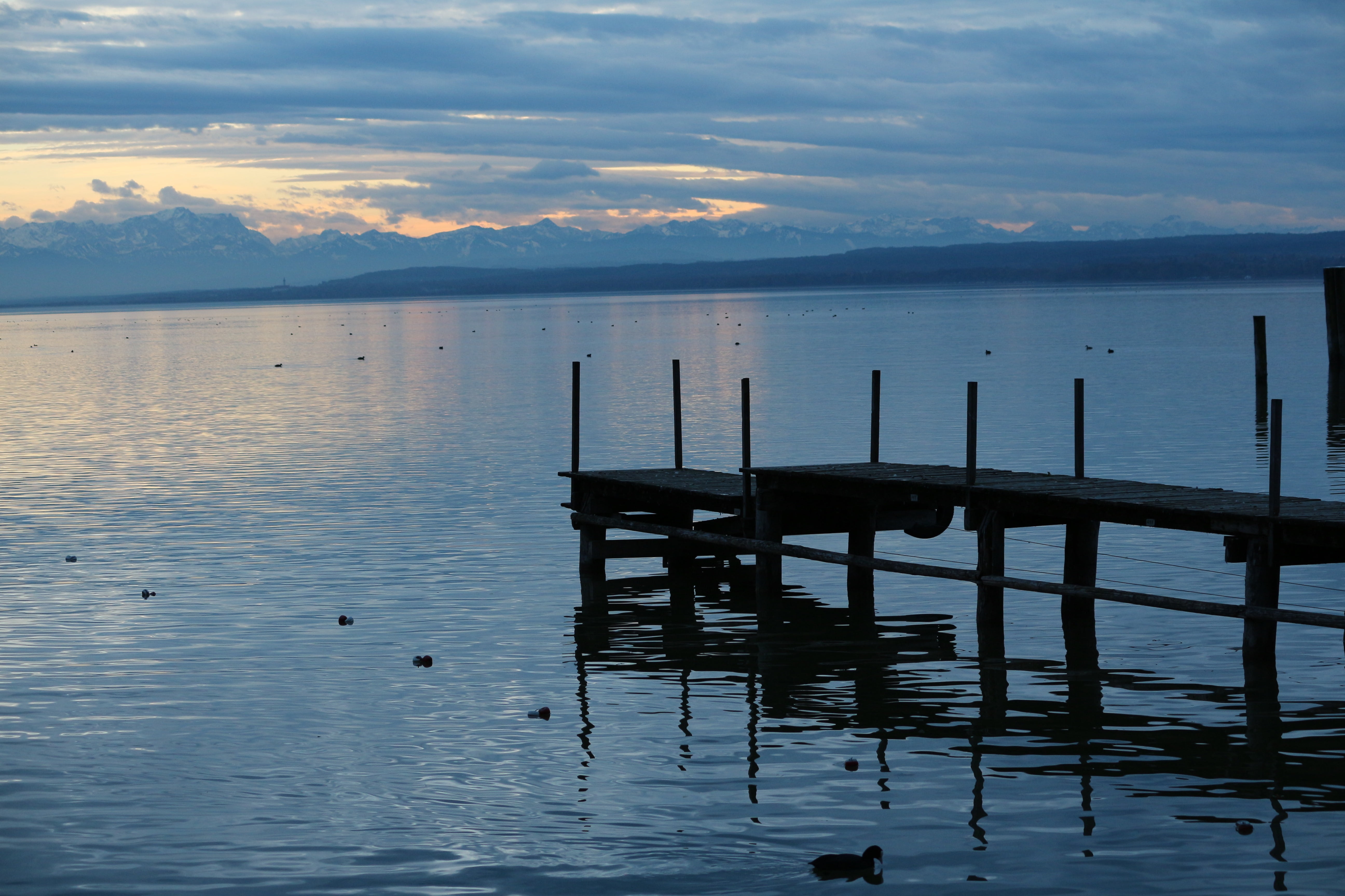 wooden post, mood, pier, no people, bach, ammersee, outdoors, boardwalk, wood - material, water, non-urban scene, 5K, waterfront, idyllic, web, reflection, HD Wallpaper