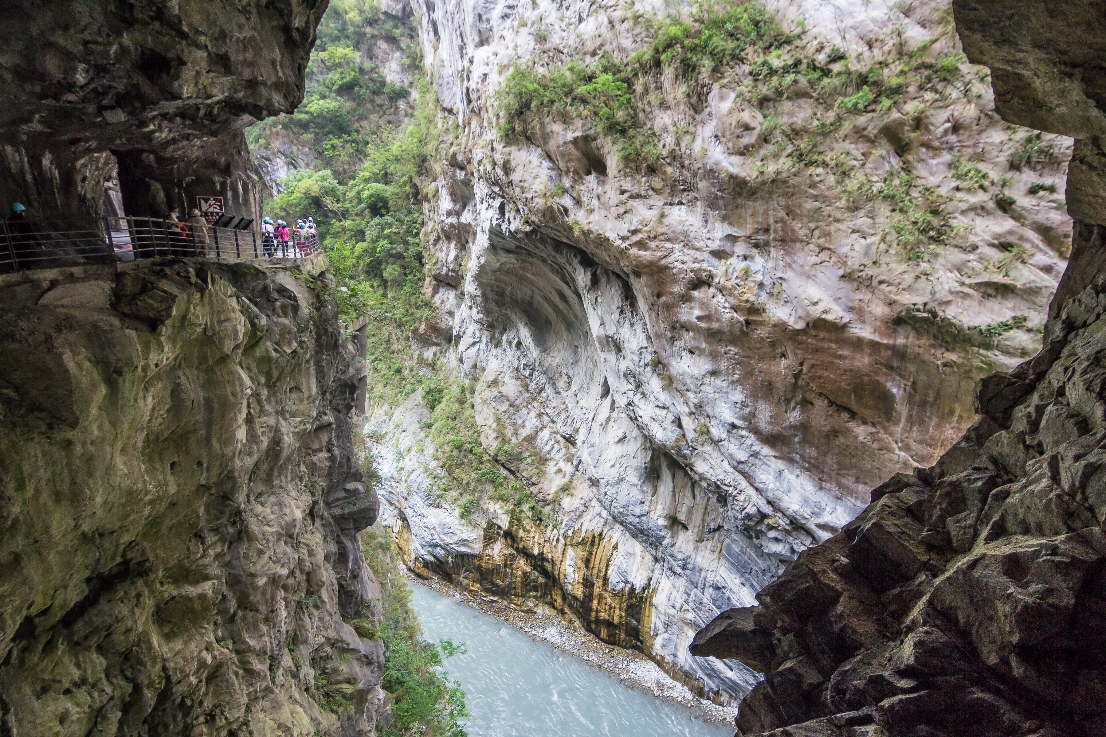 river, Taroko, waterfall, tranquility, tourism, cliff, landscape, attractions, water, rock - object, tourist, mountain, gorge, outdoors, Canyon, travel, HD Wallpaper