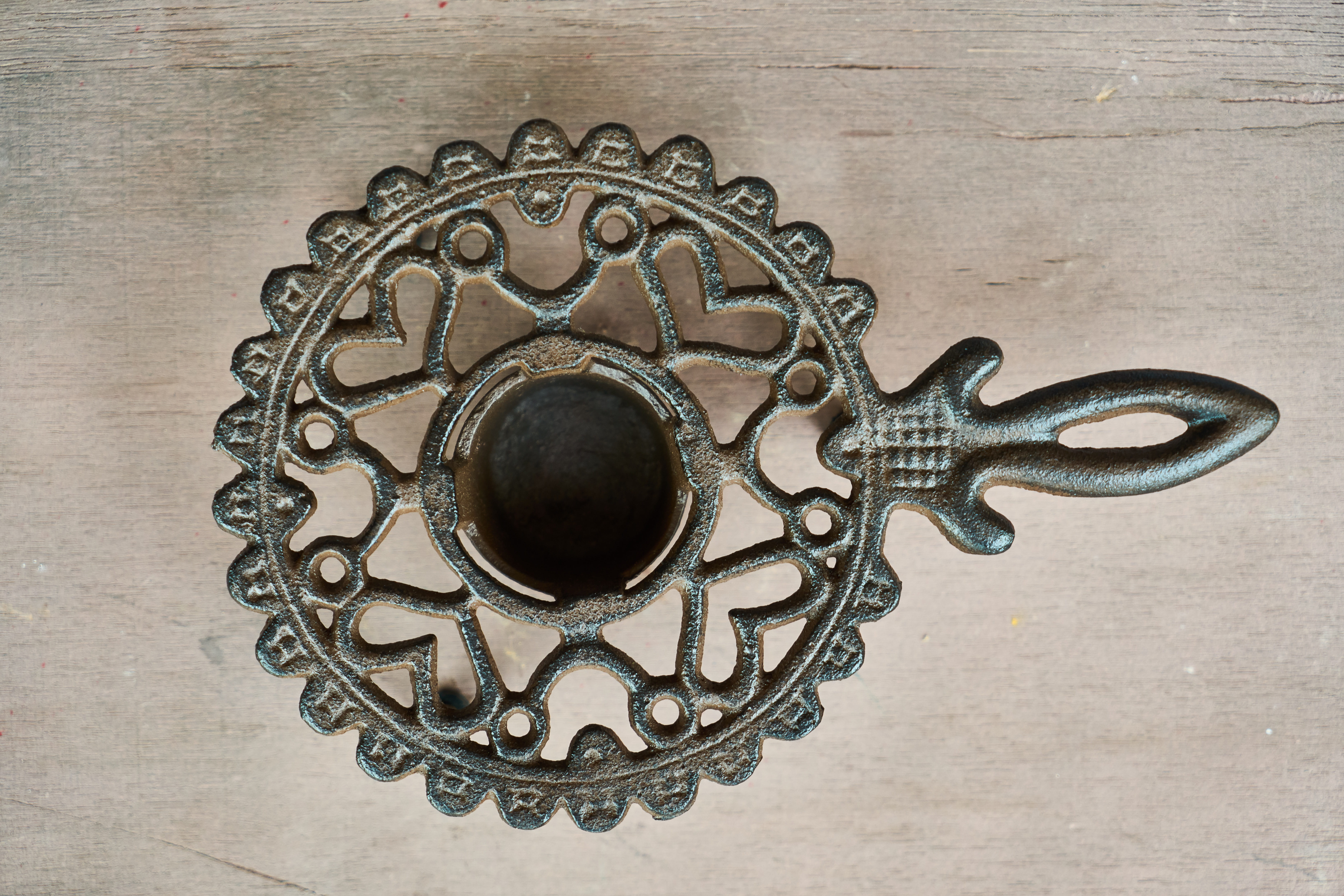 wood - material, metal, old, pattern, table, candle, gift, circle, no people, 5K, close-up, candlestick, geometric shape, sarmiento, indoors, antique, HD Wallpaper