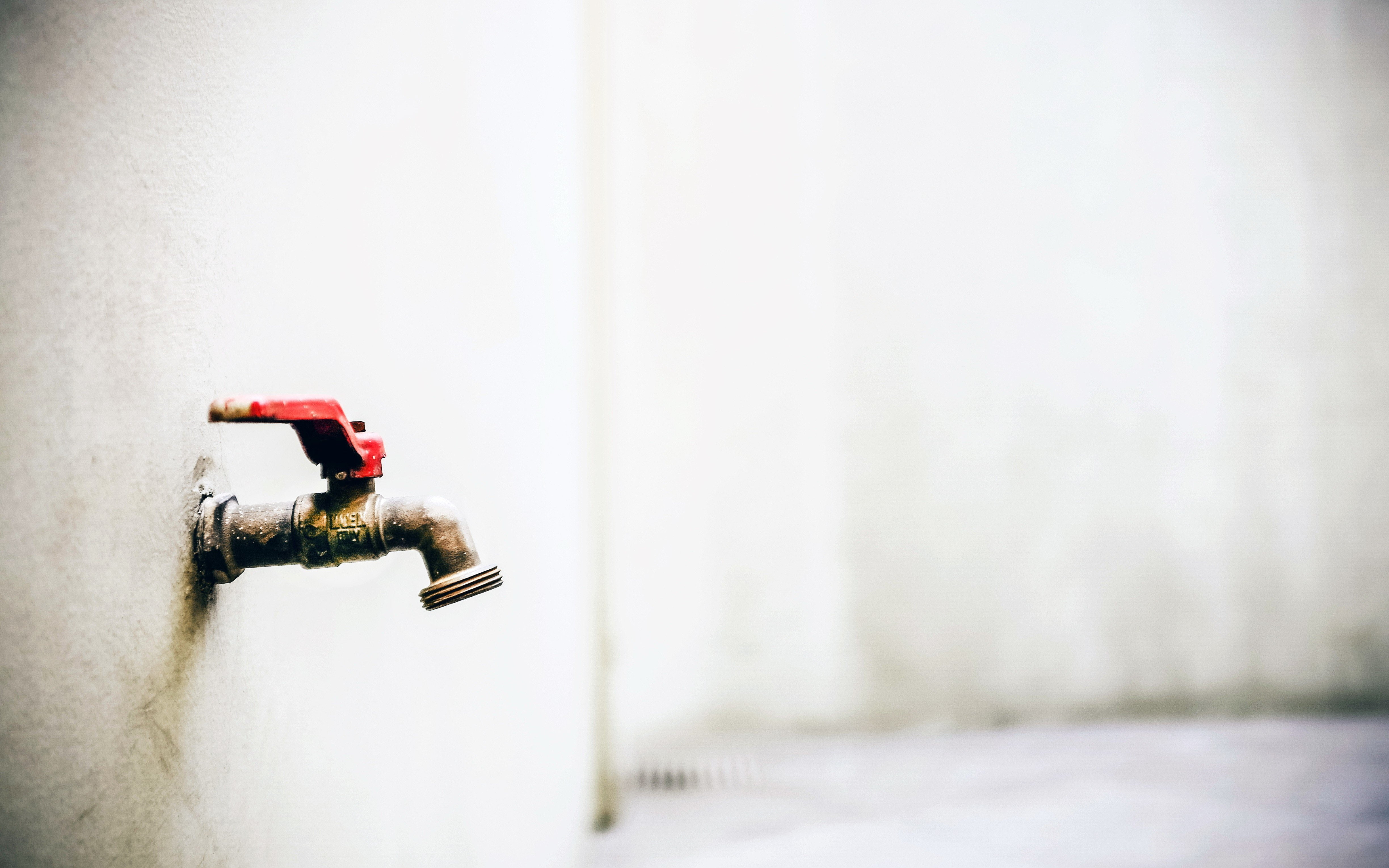 4K, pared, grifo, metal, blanca, HD Wallpaper