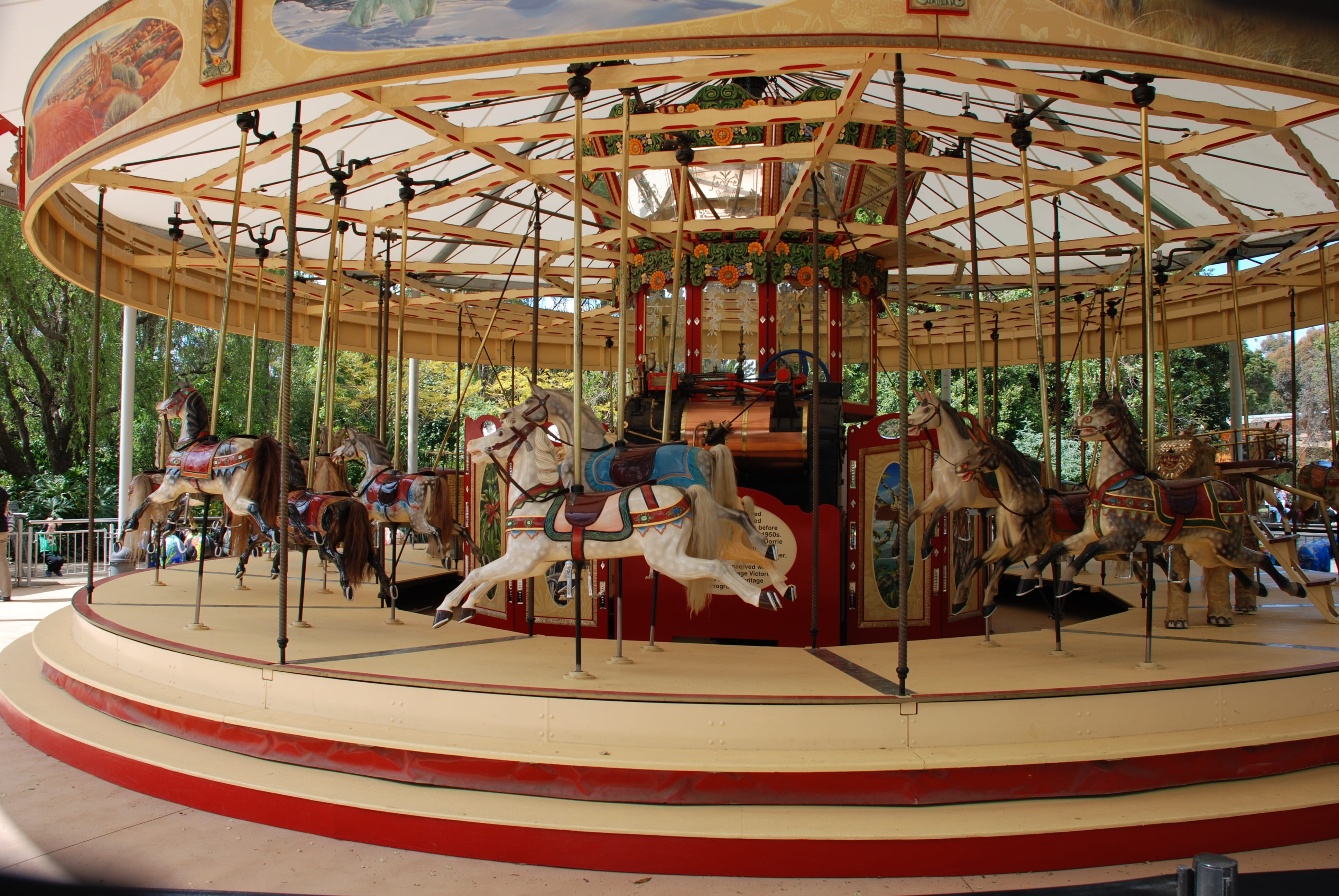 arts culture and entertainment, livestock, beige, leisure activity, amusement, Merry-Go-Round, retro, animal wildlife, attraction, animal representation, HD Wallpaper
