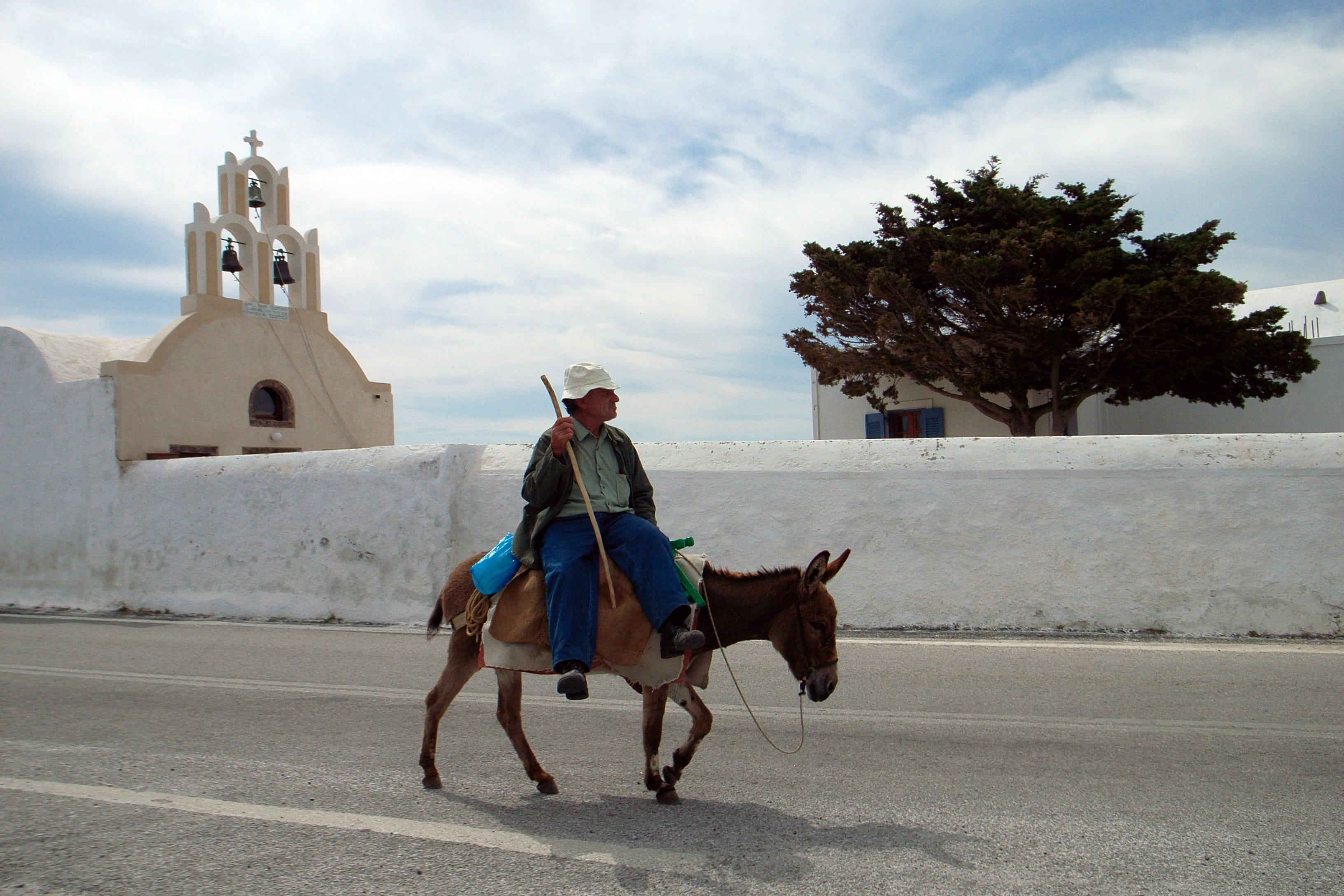 sky, animal wildlife, adult, activity, mediterranean, riding, fishing, man, bell tower, livestock, domestic animals, domestic, travel, rustic, Caldera, HD Wallpaper