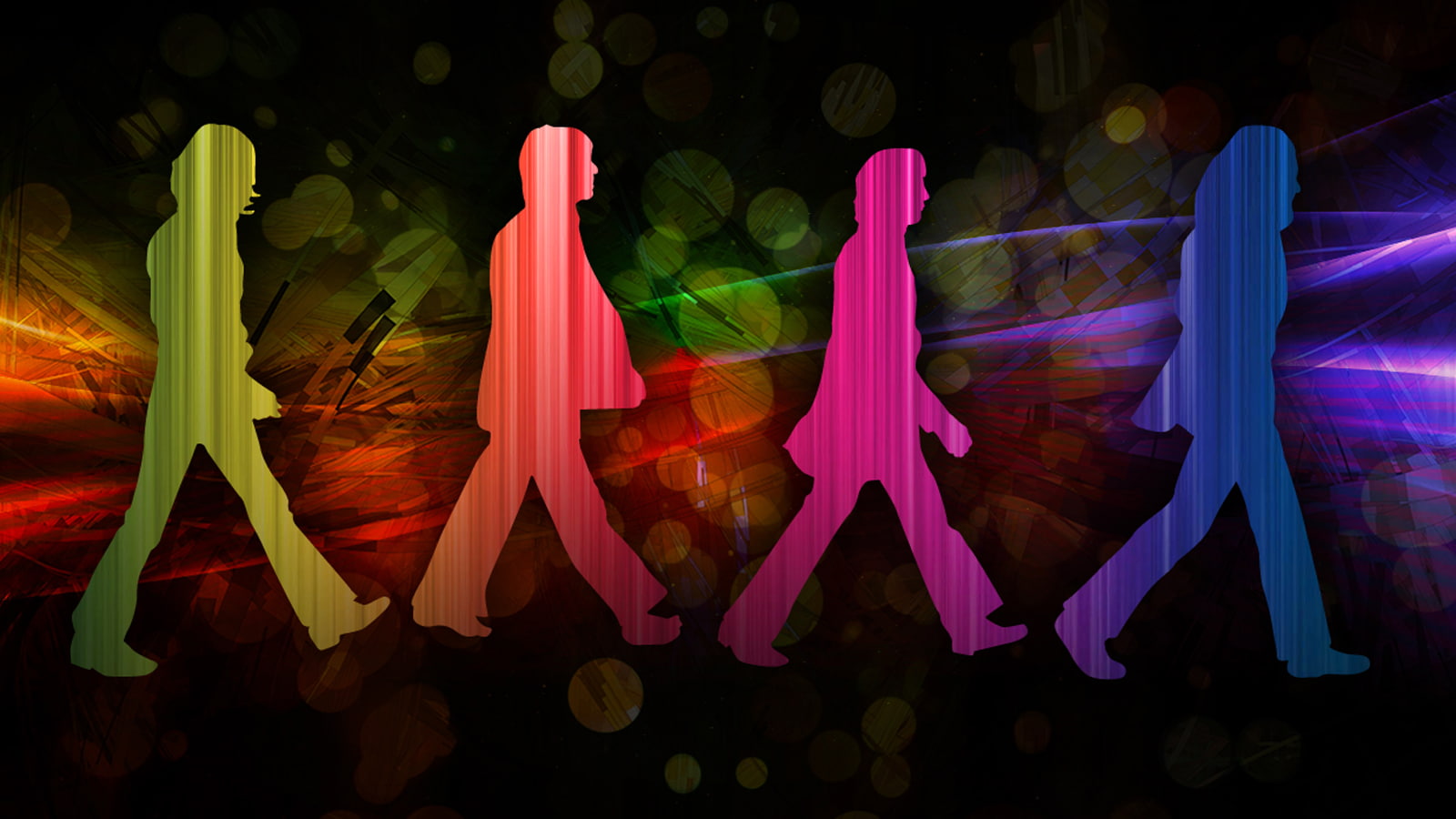 fun, digital composite, real people, pink color, digital art, leisure activity, colorful, The Beatles, green color, lifestyles, people, music, glowing, HD Wallpaper
