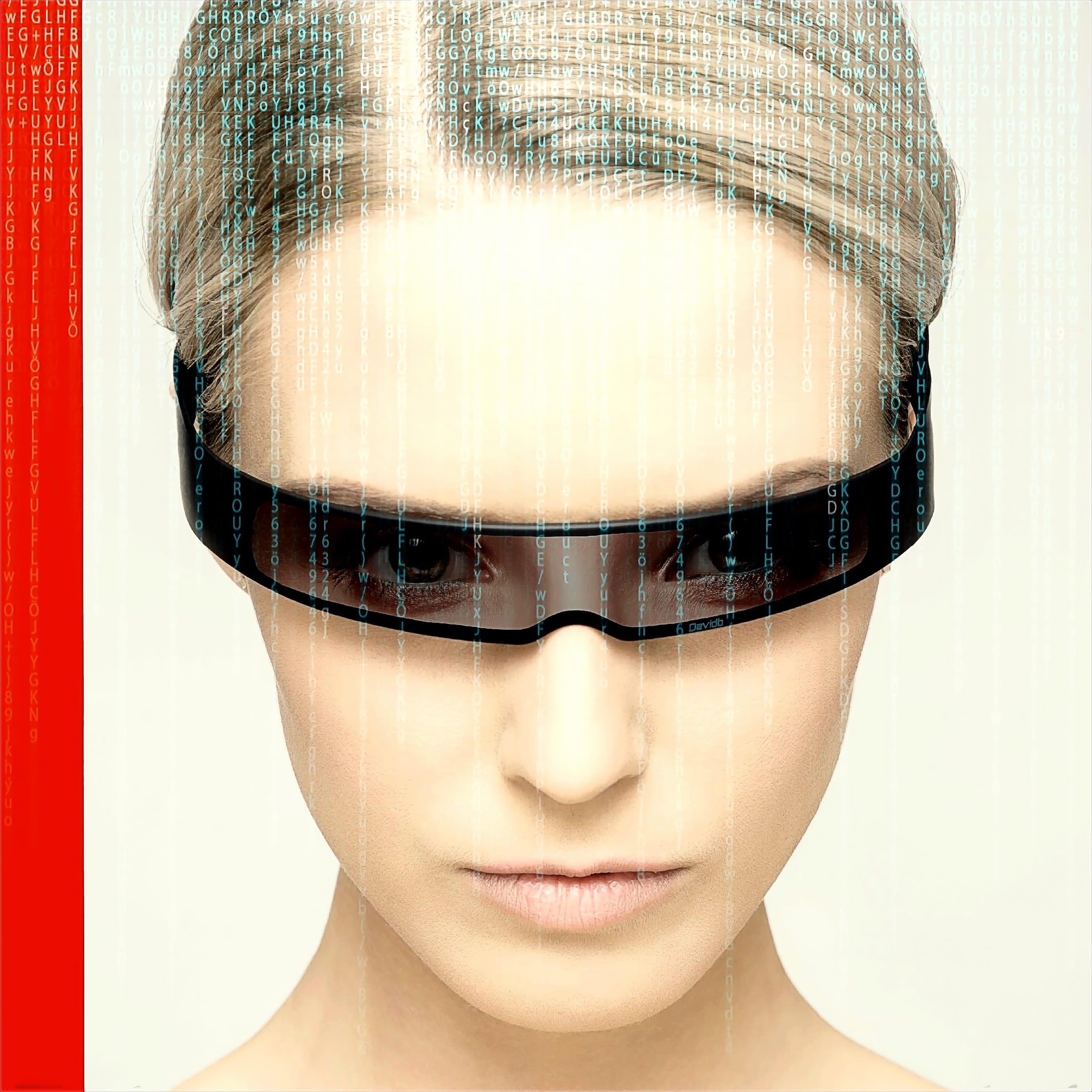 matrix, girl, sunglasses, eyeglasses, glasses, human face, technology, 2K, information, real people, blond, face, front view, popart, looking at camera, Phone HD Wallpaper