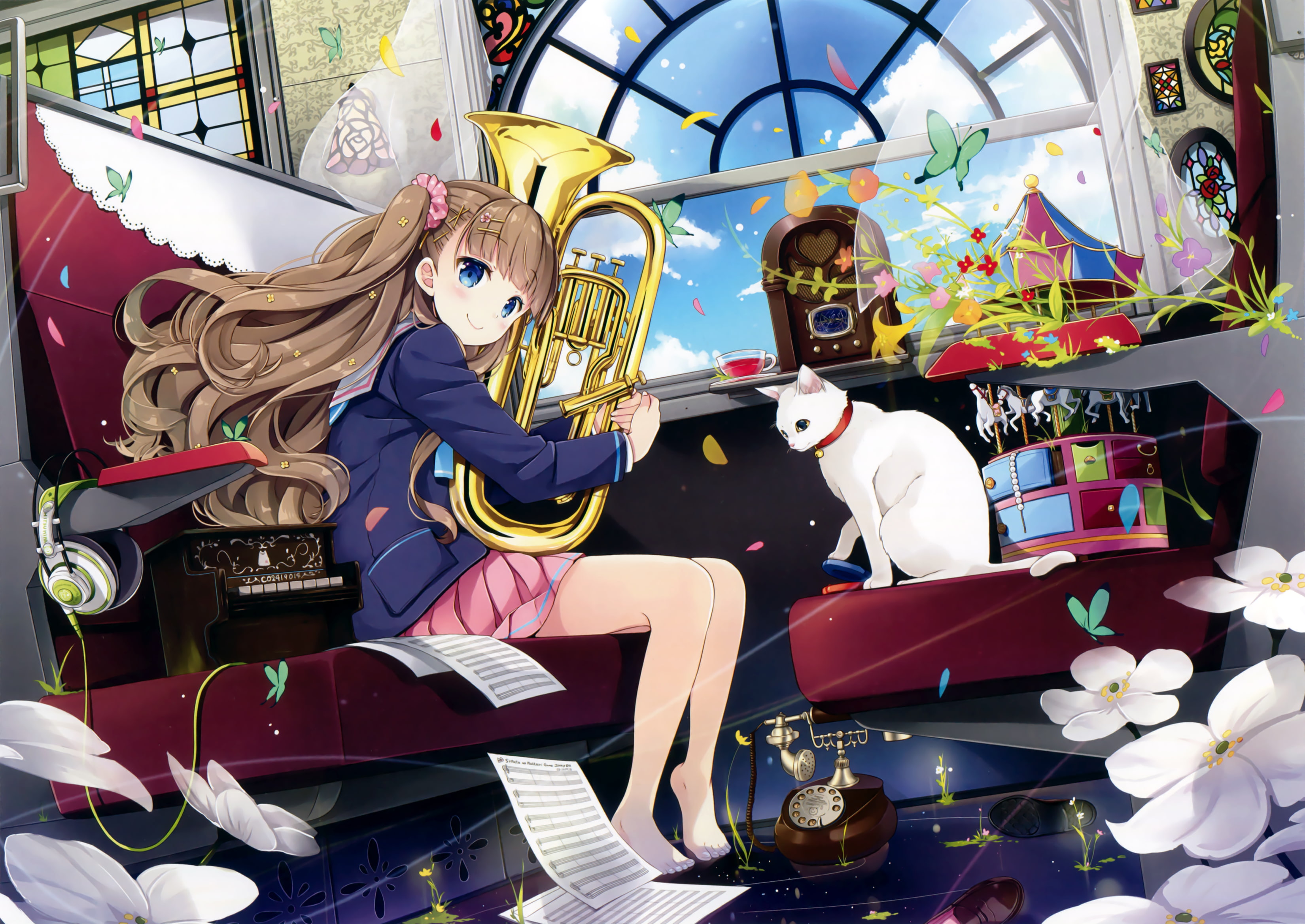 day, amusement park ride, craft, instrument, art and craft, human representation, table, representation, toy, amusement park, 2K, cat, Anime, carousel, HD Wallpaper