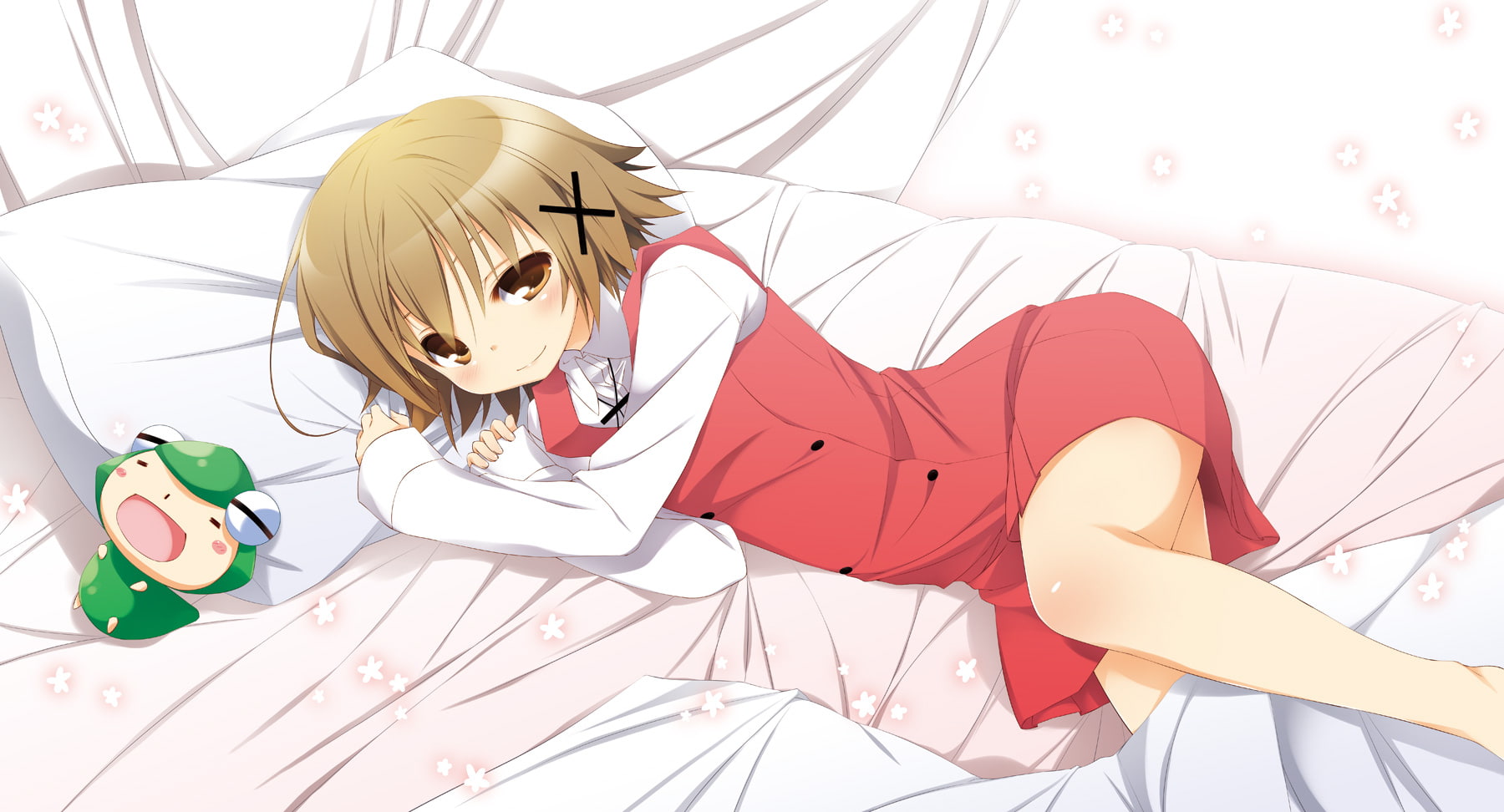 hair, hidamari, sketch, yume, owari, yuno, eyes, brown, bed, 720P, short, HD Wallpaper