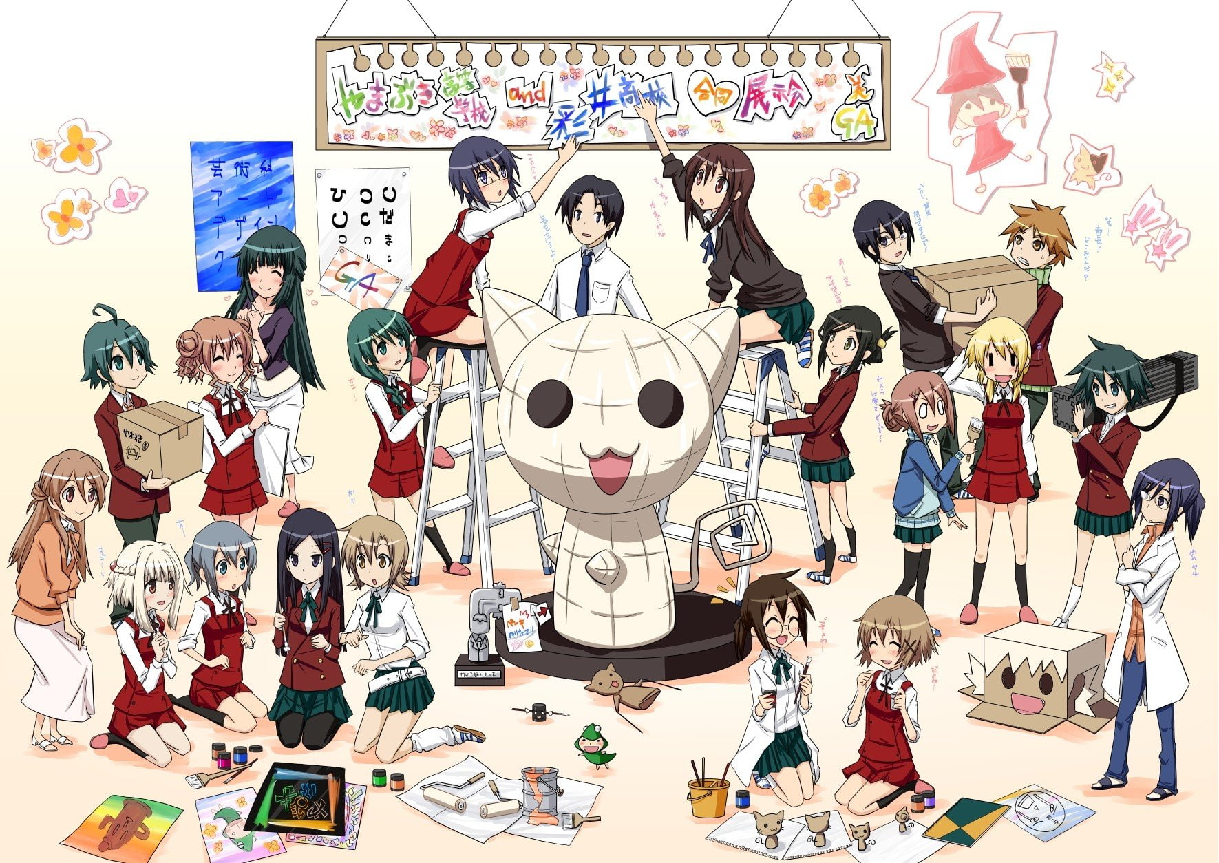 natsume, sketch, seifuku, noda, anime, girls, nori, hidamari, 720P, yuno, miyako, women, HD Wallpaper