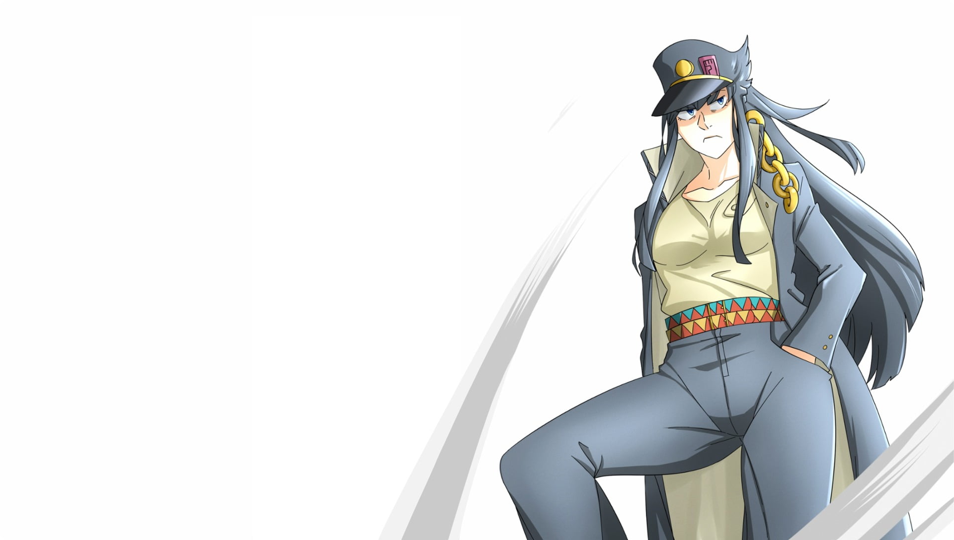 standing, nature, helmet, studio shot, Kill la Kill, JoJos Bizarre Adventure, white background, occupation, one person, outdoors, day, creativity, copy space, HD Wallpaper