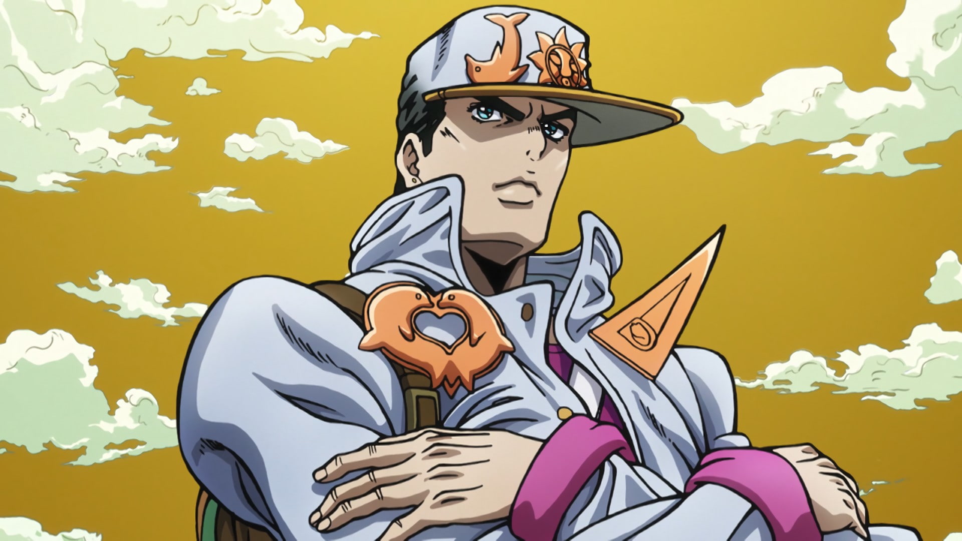 1080P, anime, Jotaro Kujo, sky, JoJos Bizarre Adventure, Anime Boys, hat, HD Wallpaper