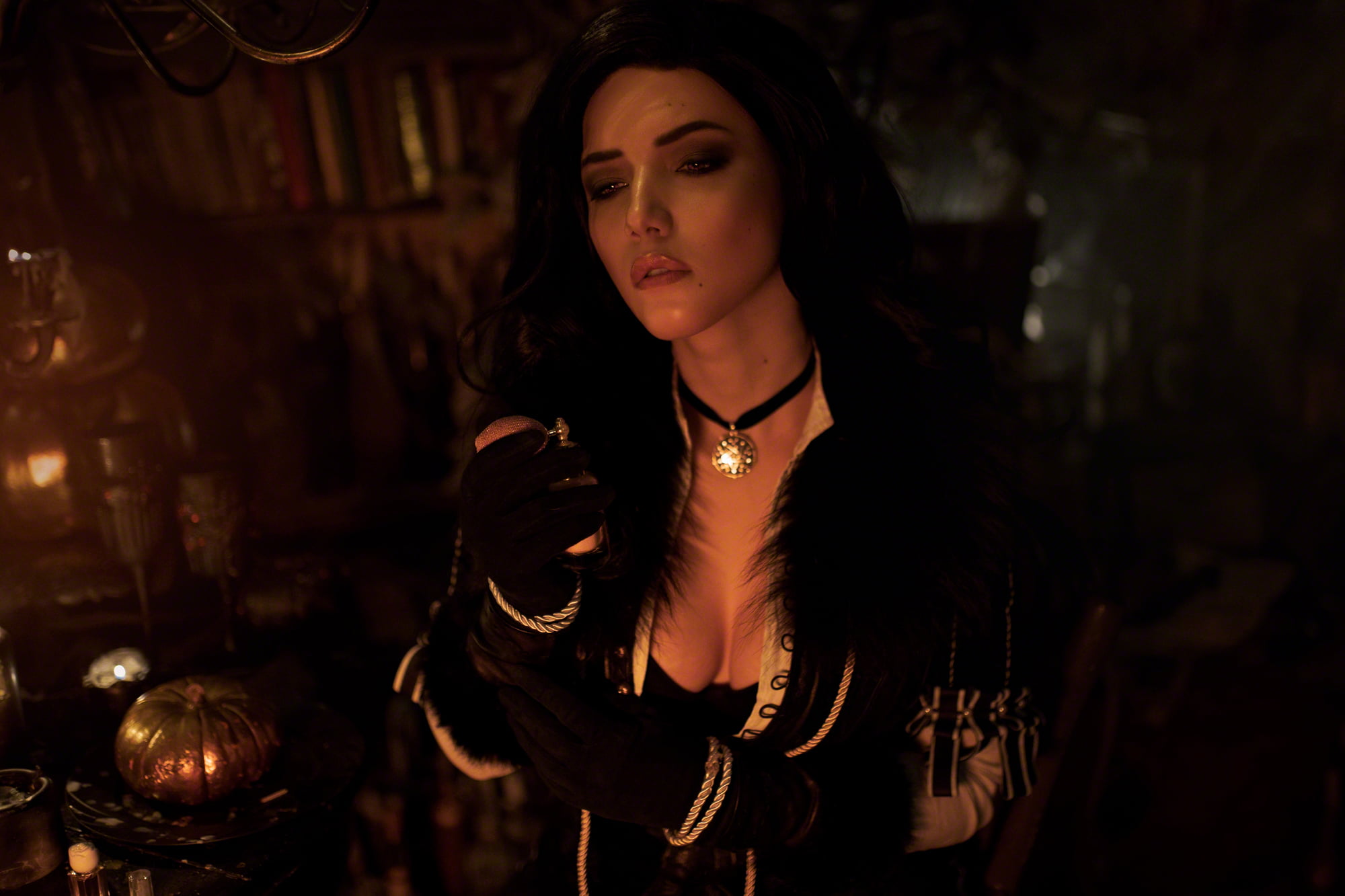 The Witcher, video games, parted lips, women, indoors, Yennefer, Lada Lyumos, Yennefer of Vengerberg, 1080P, video game characters, model, video game girls, HD Wallpaper