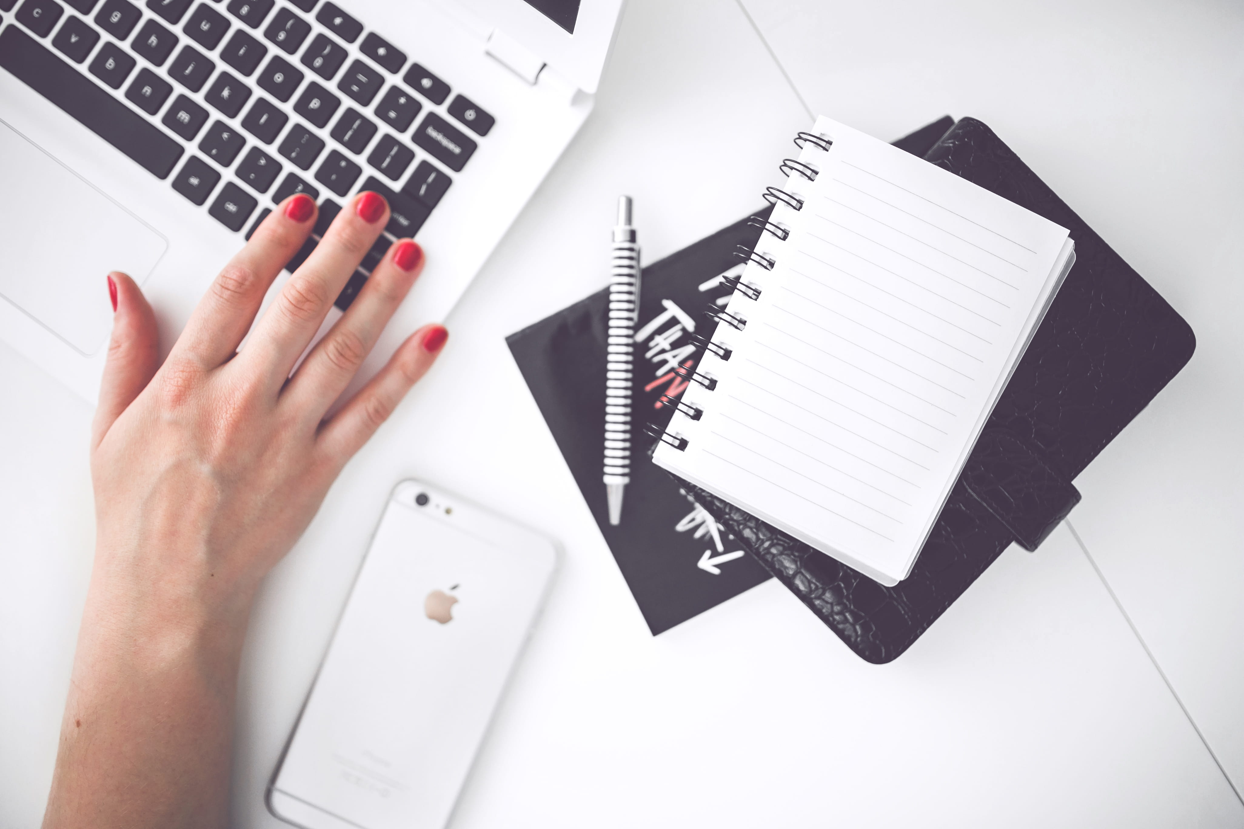 workspace, high angle view, white, indoors, hand, book, smartphone, working, organizer, workplace, computer keyboard, using laptop, computer, pen, technology, HD Wallpaper