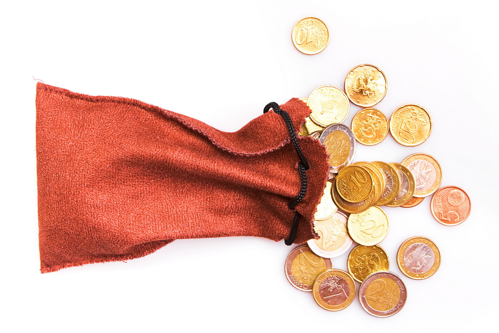 currency, old, studio shot, directly above, bag, nobody, heap, close-up, cut out, textile, no people, white background, copy space, holiday, business, gold, HD Wallpaper