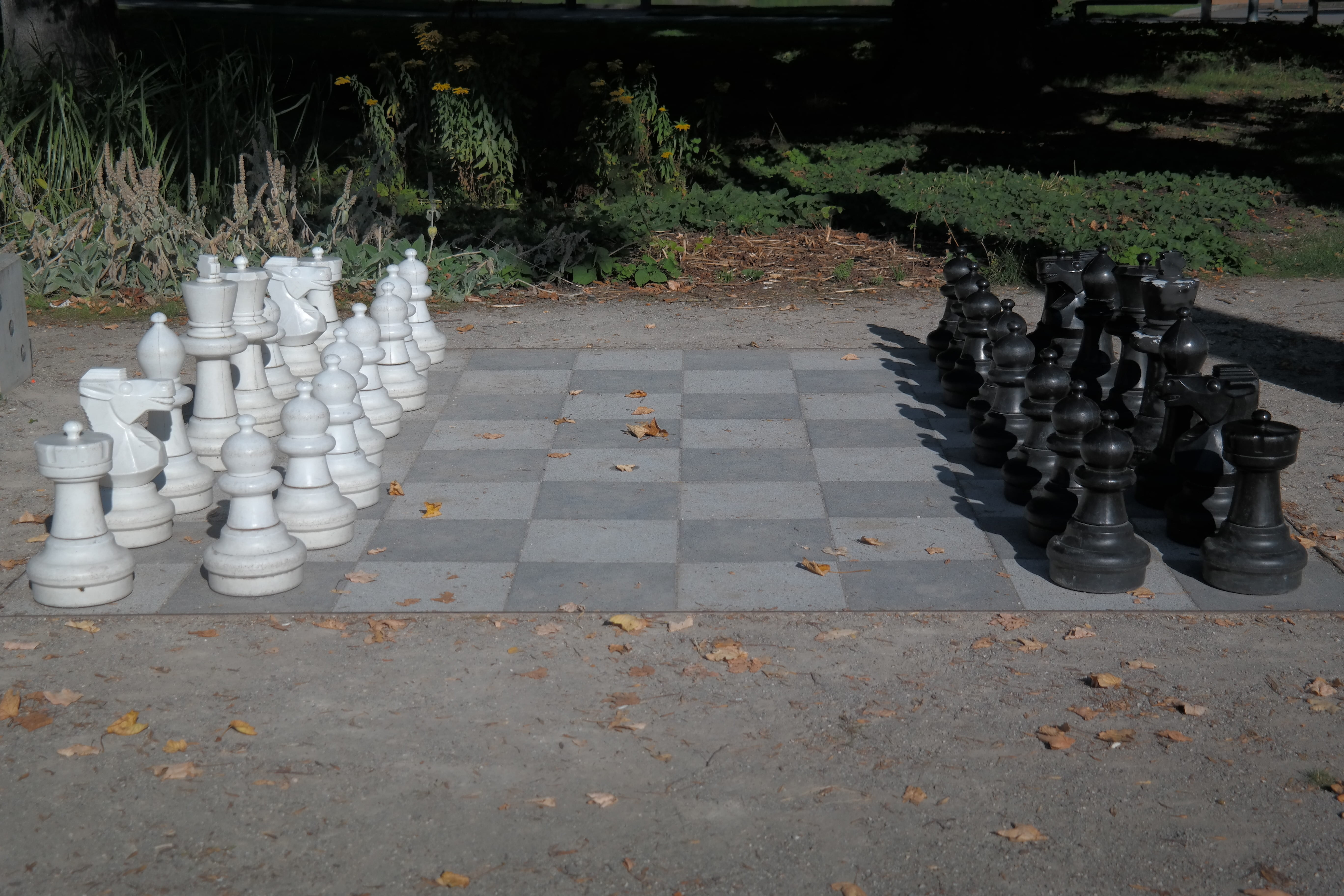 tower, outdoors, day, tree, playing field, game, in a row, plant, art and craft, chess game, play, footpath, figures, large group of objects, chess board, HD Wallpaper