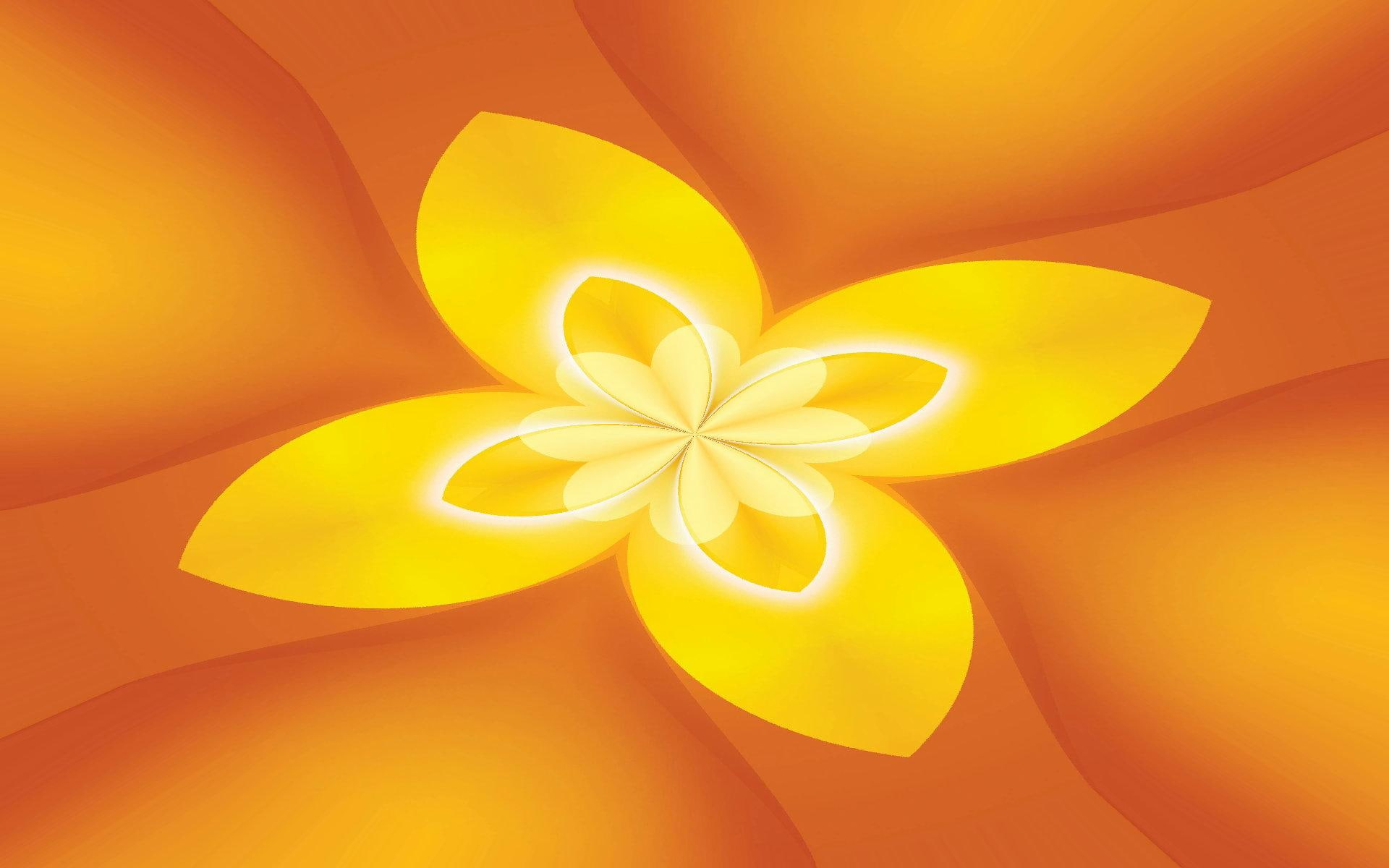 flower, 4-leaf-clover, 3d-and-cg, yellow, fractal, abstract, 1080P, HD Wallpaper