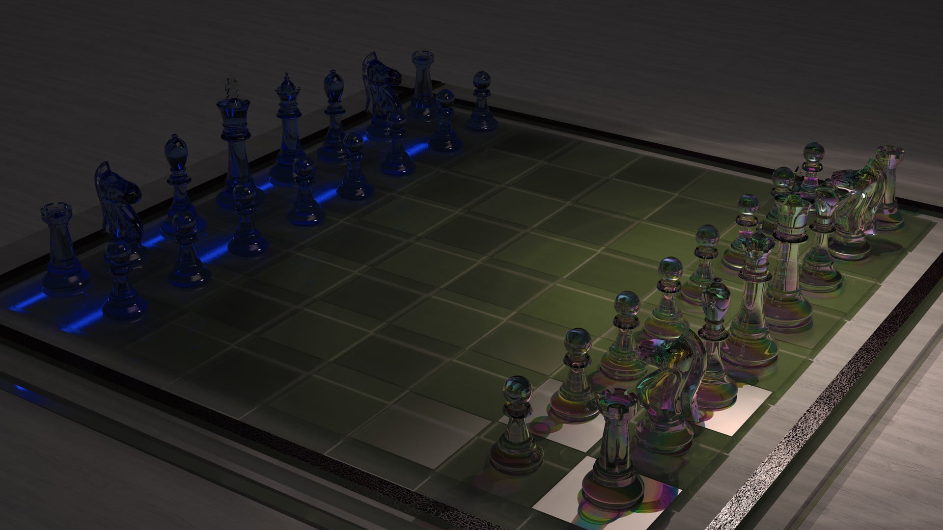 chess 3d work, art, glass, 1080P, ahmet bozdag, chess, Board, HD Wallpaper