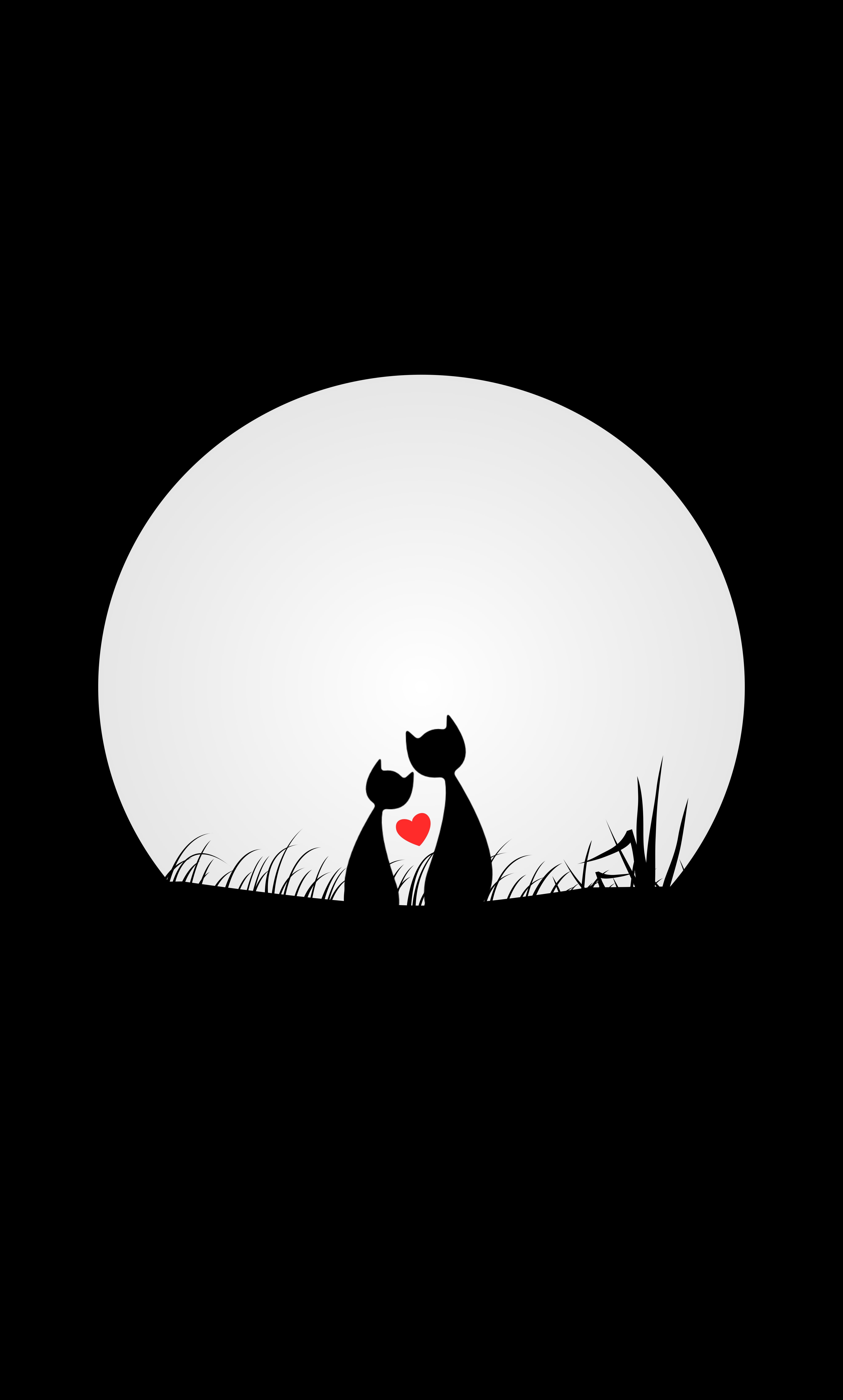 copy space, grass, women, child, cartoon, studio shot, design, outdoors, moon, friendship, back Lit, black Color, abstract, girls, meadow, silhouette, Phone HD Wallpaper