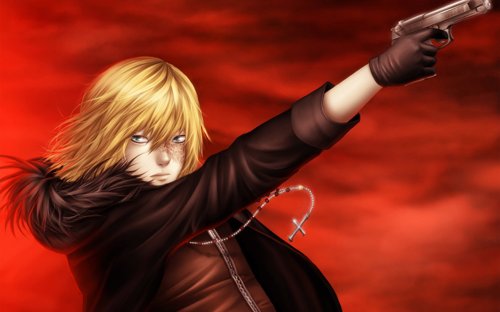 red, mello, hairstyle, portrait, costume, blonde, human limb, young women, red background, holding, beauty, beautiful woman, one person, human arm, character, HD Wallpaper