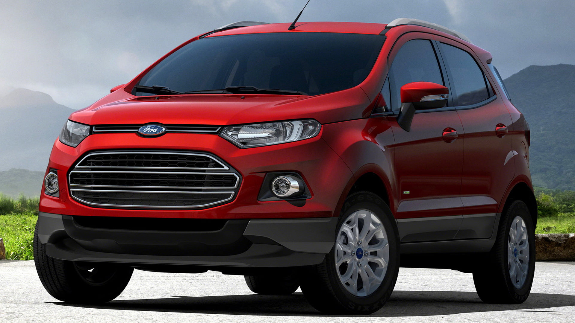 Car, Red Car, SUV, 1080P, Crossover Car, Ford, Ford EcoSport, Subcompact Car, HD Wallpaper