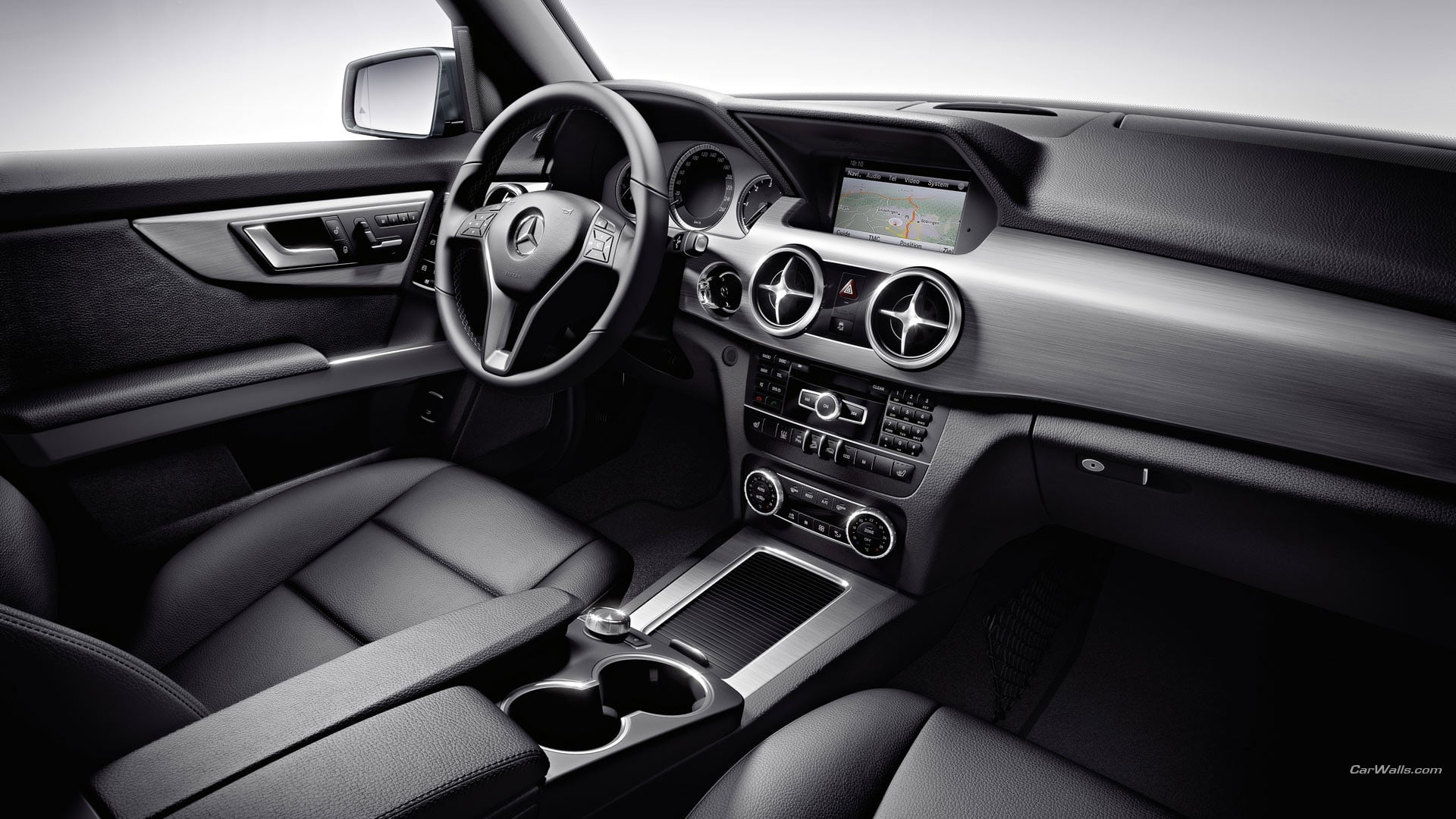 gearshift, retro styled, vehicle, gray, seat, speedometer, leather, Mercedes Benz, car, land vehicle, control panel, radio, 1080P, windshield, car interior, HD Wallpaper