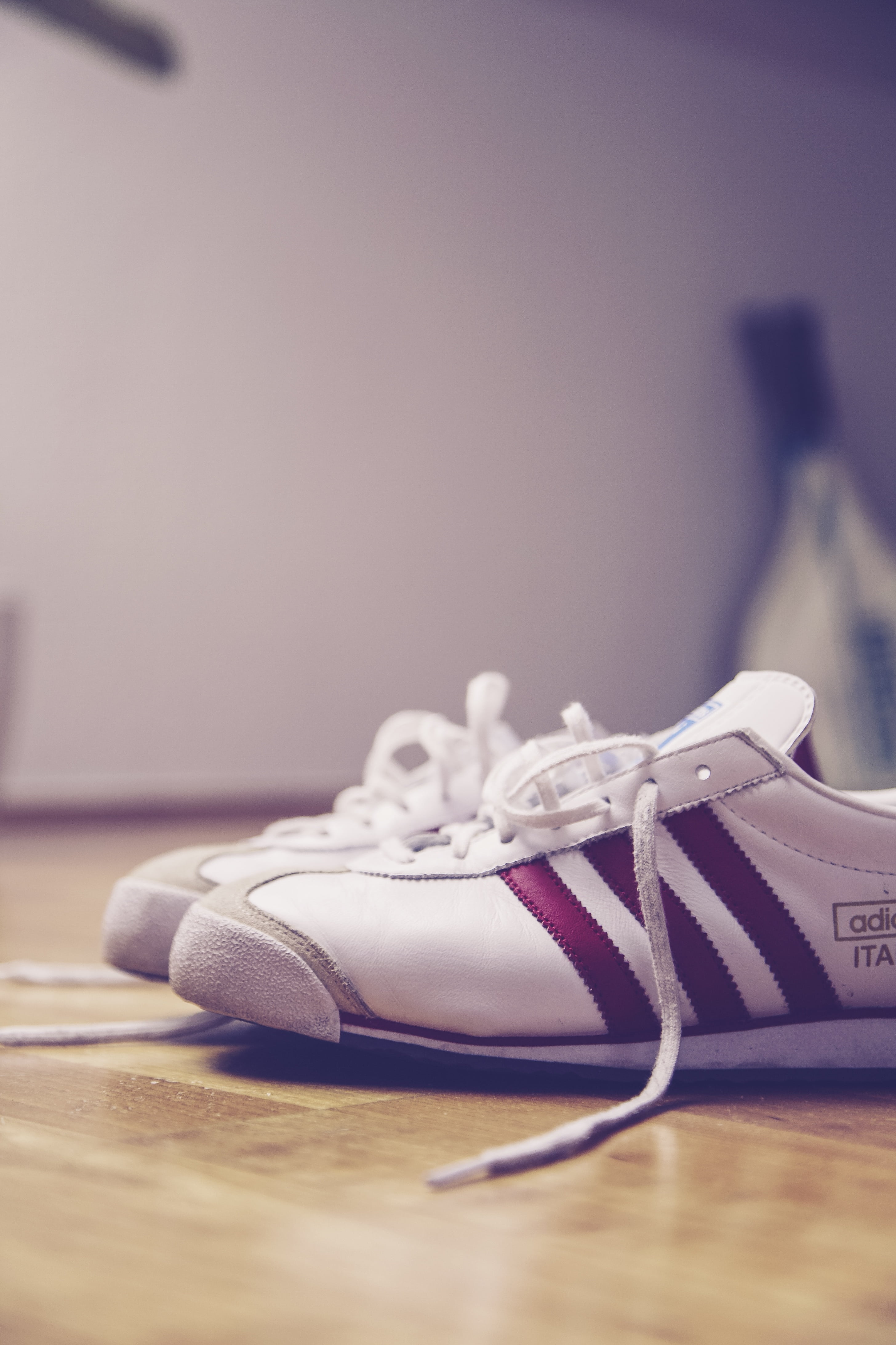 sneakers, style, personal accessory, table, sneaker, ribbon, vintage, adidas, sport, no people, white, pair, surface, shop, focus on foreground, close-up, Phone HD Wallpaper