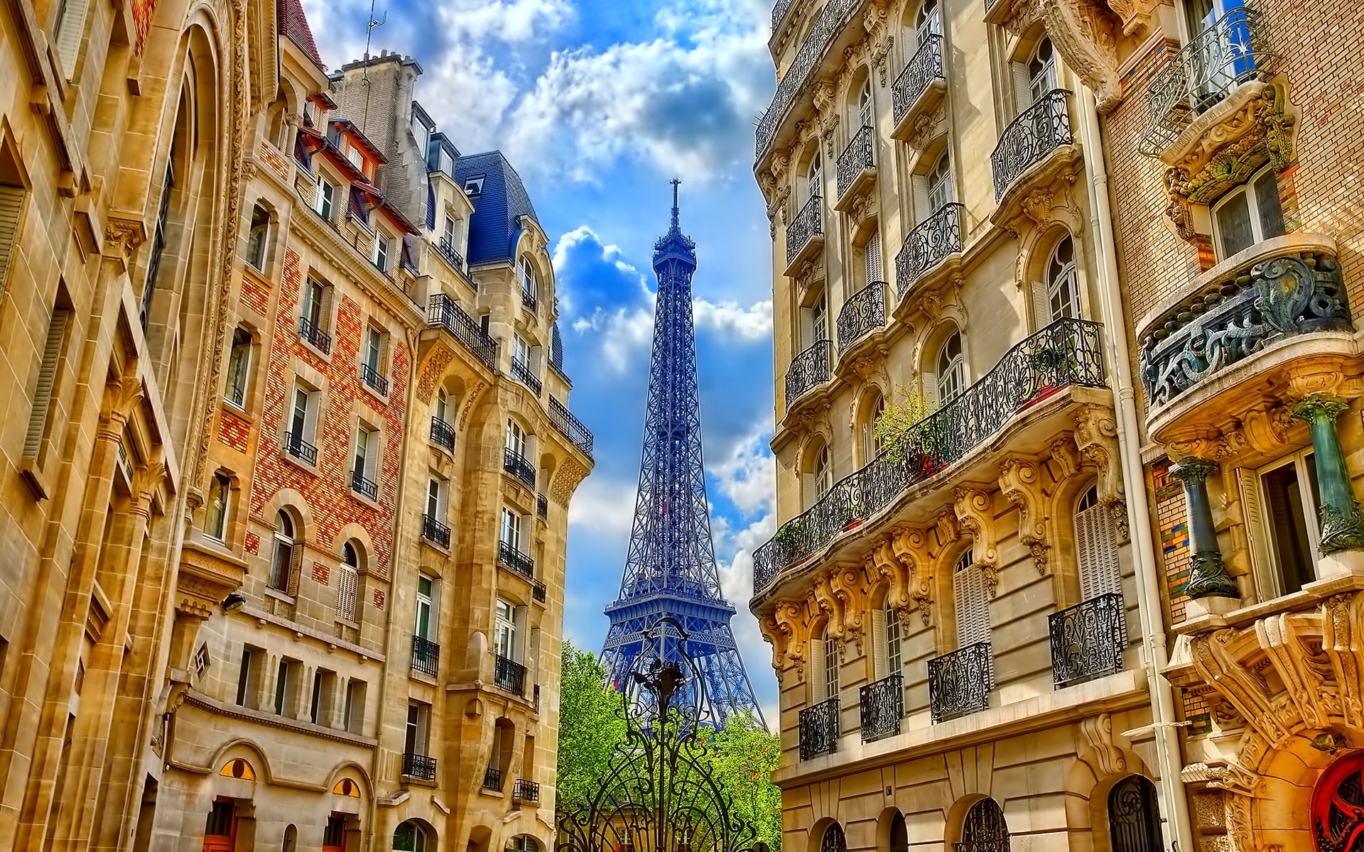 landscape, Eiffel tower, corner, street, view, Paris, 1080P, HD Wallpaper