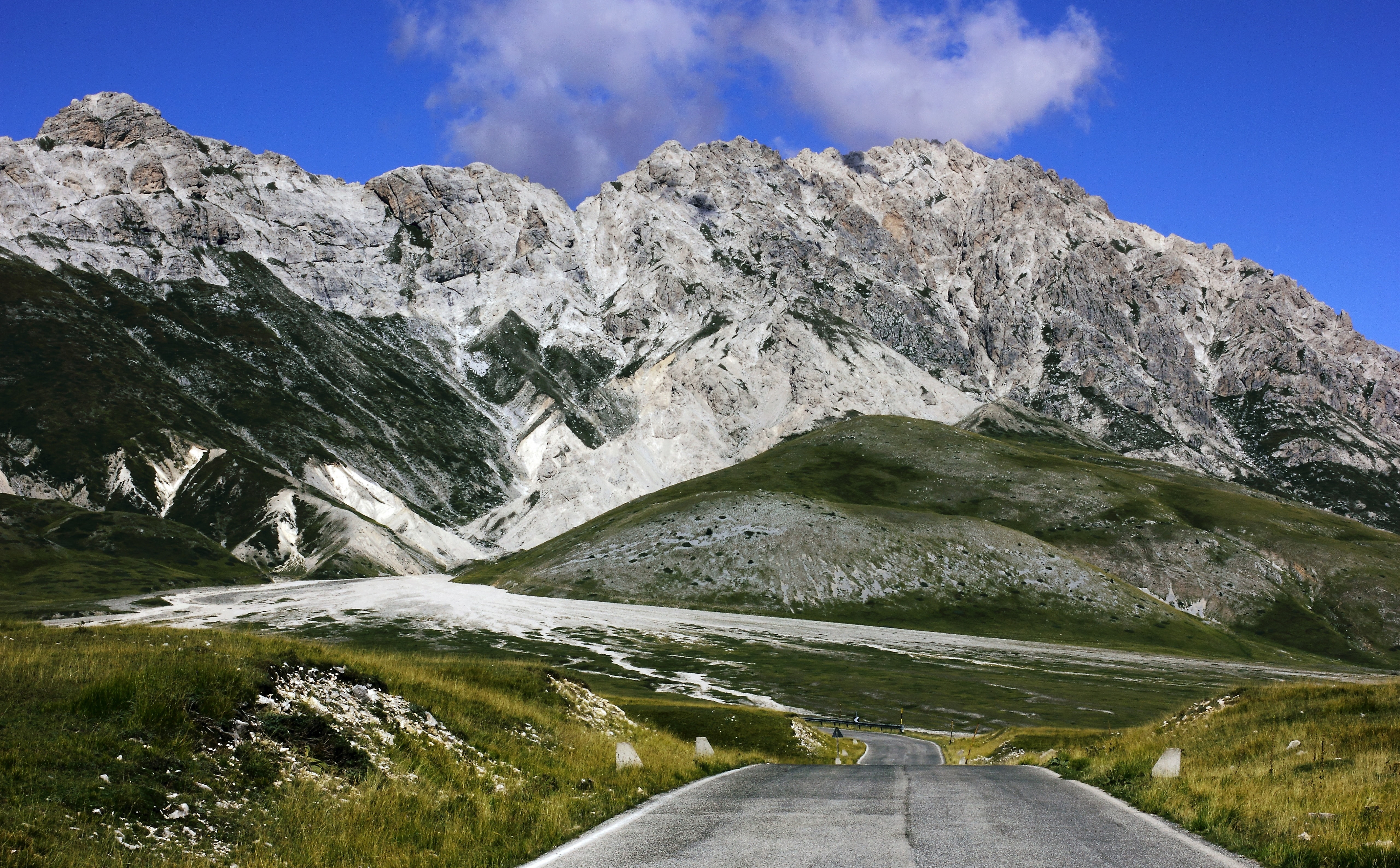 environment, cloud - sky, gray, landscape, sasso, mountain peak, rock, pavement, italia, campoimperatore, nature, solid, outdoors, Road, no people, water, HD Wallpaper