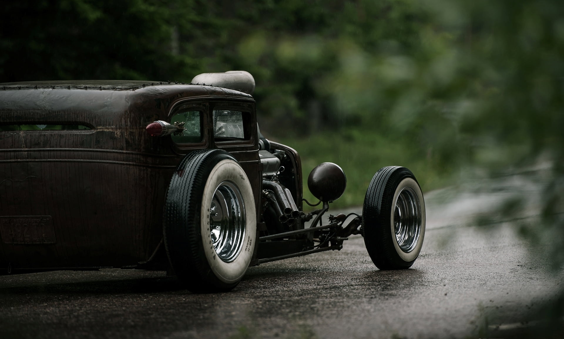 classic, nature, wheel, chrome, day, sport, mode of Transport, hot, old-fashioned, revival, Chevy, travel, metal, nostalgia, retro Styled, Rat Rod, Wet, HD Wallpaper