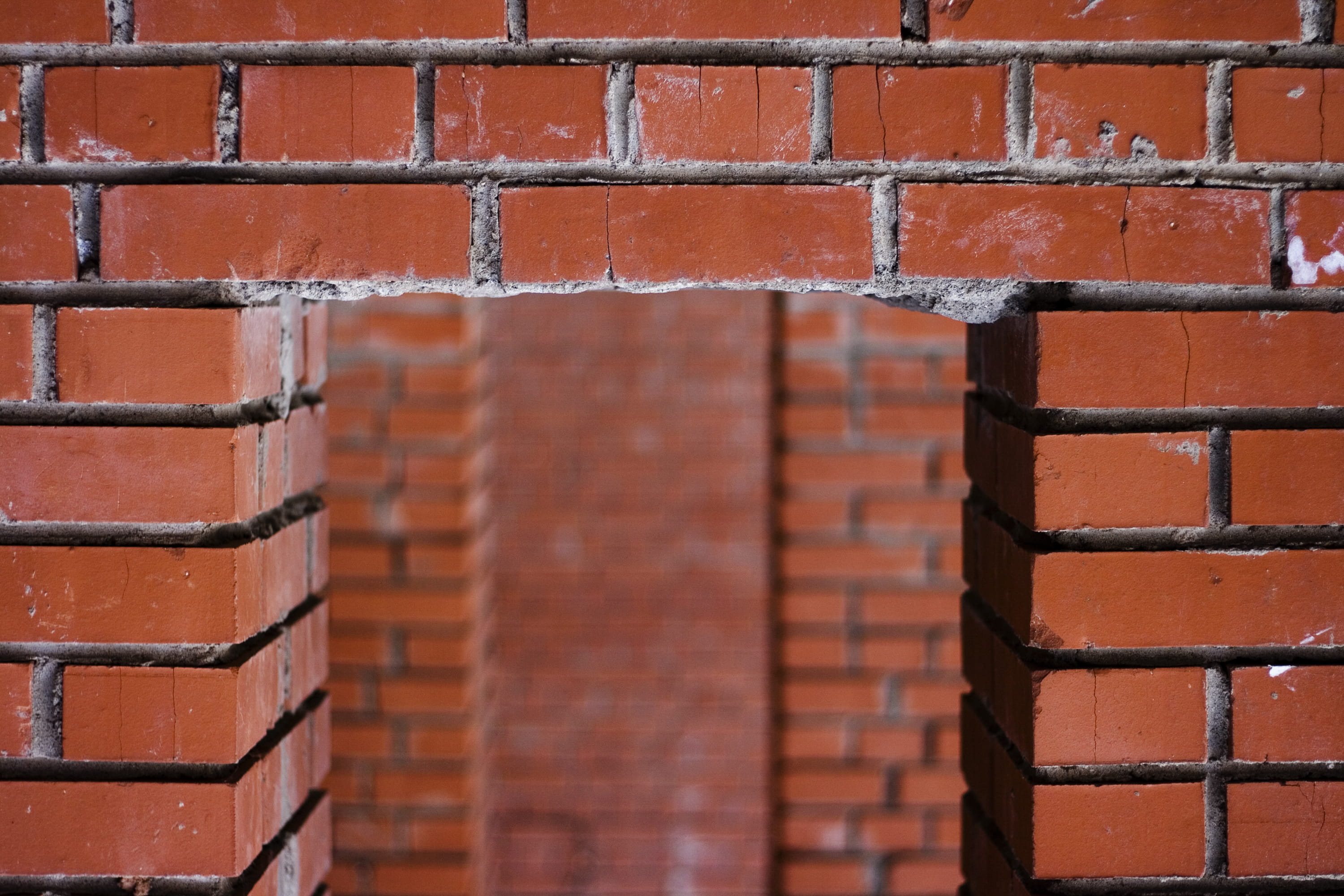 textured, brickwall, day, architecture, backgrounds, close-up, brick, cement, orange color, full frame, 2K, blotch, red, wall - building feature, HD Wallpaper