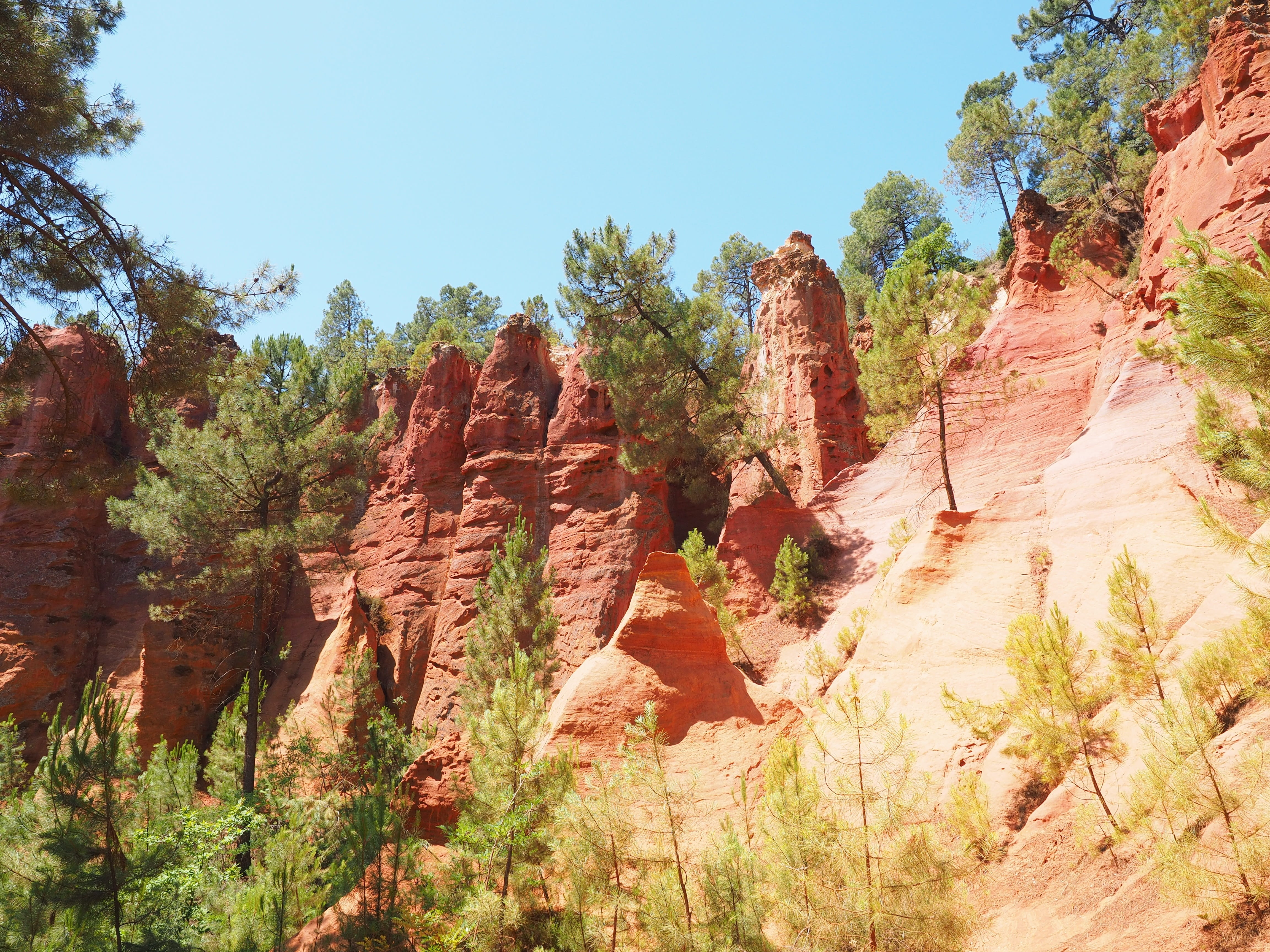 yellow, canton apt, ocher quarry, geology, nature park luberon, eroded, non-urban scene, scenics - nature, nature, bright, hue, orange, rock - object, day, HD Wallpaper