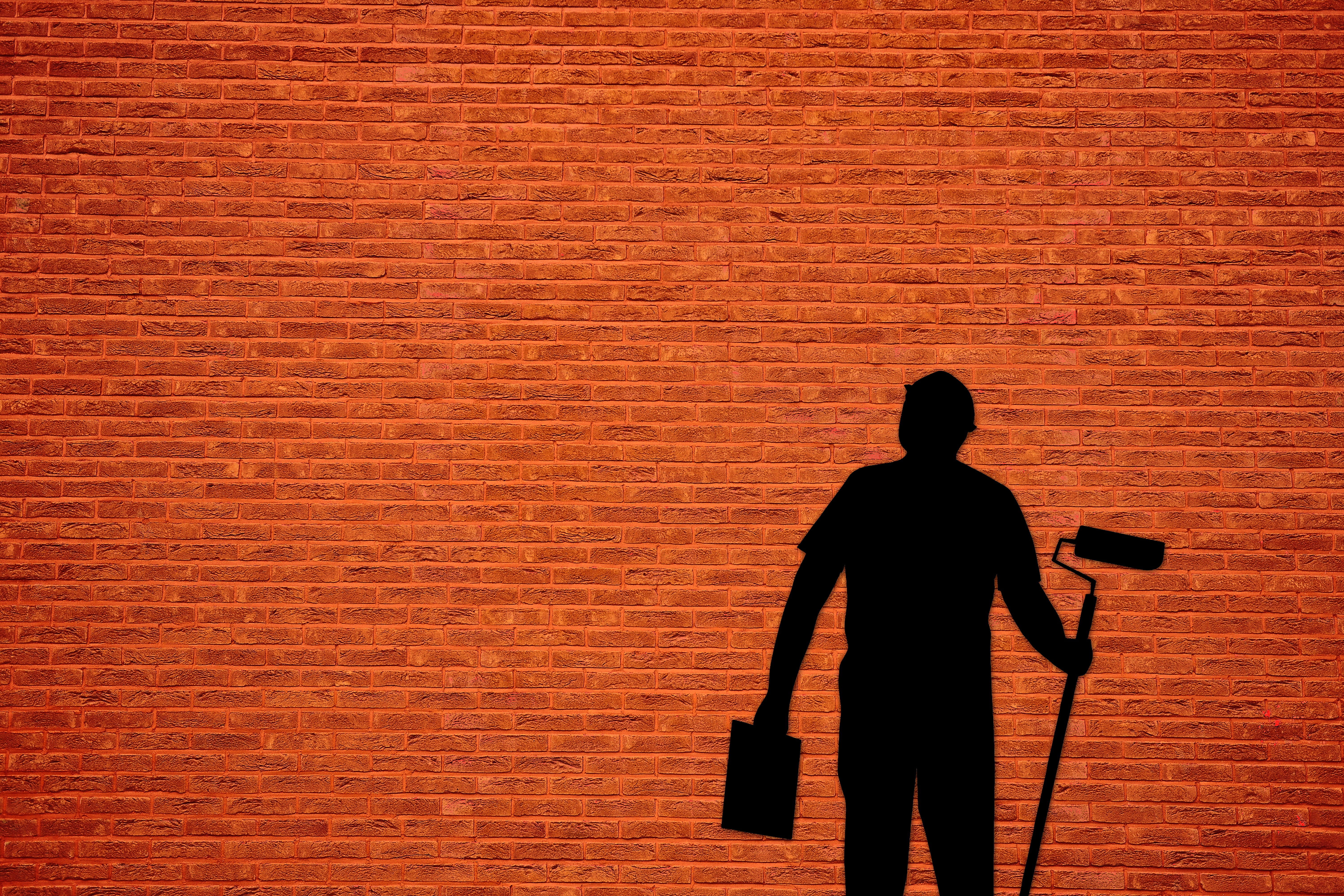 decorations, shadow, house painter, three quarter length, stones, orange color, one person, men, roller, painting, full length, work, nature, 5K, sunset, HD Wallpaper