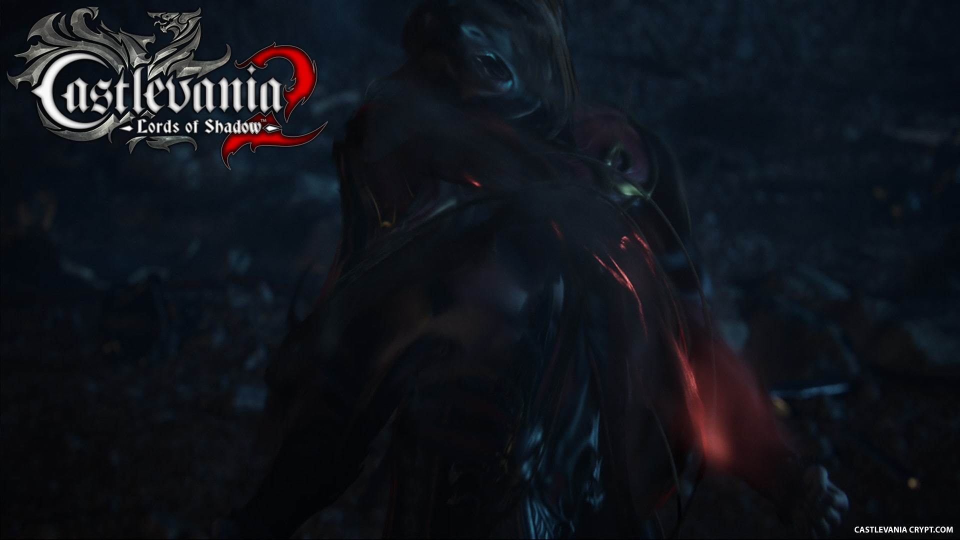 night, communication, hair, women, hairstyle, red, waist up, long hair, side view, black background, lifestyles, headshot, portrait, outdoors, 1080P, castlevania lords of shadow 2, HD Wallpaper