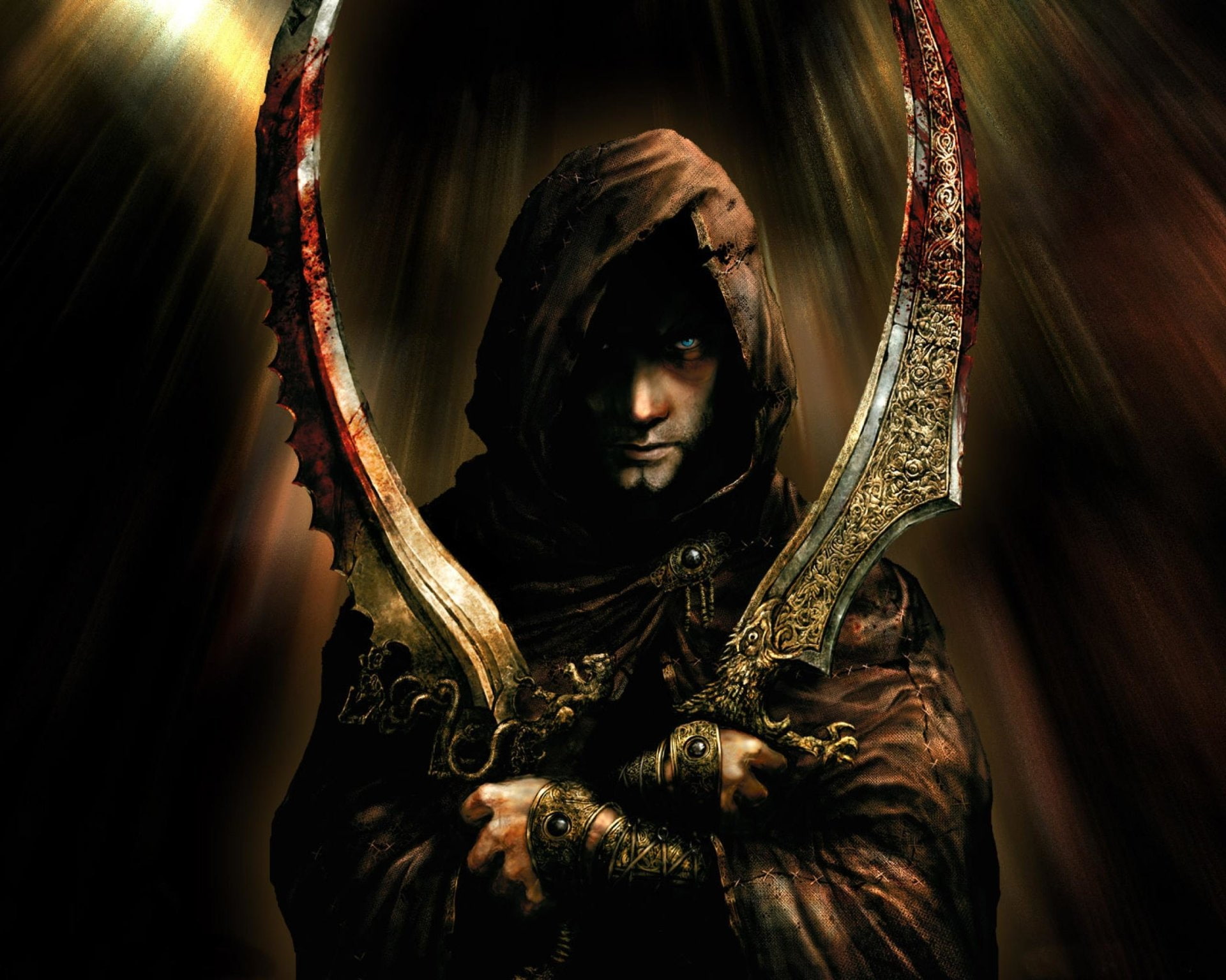 Dual Blade, spooky, people, one Person, Dark, War, horror, mystery, portrait, night, 1080P, beauty, death, beautiful, concepts And Ideas, color Image, HD Wallpaper